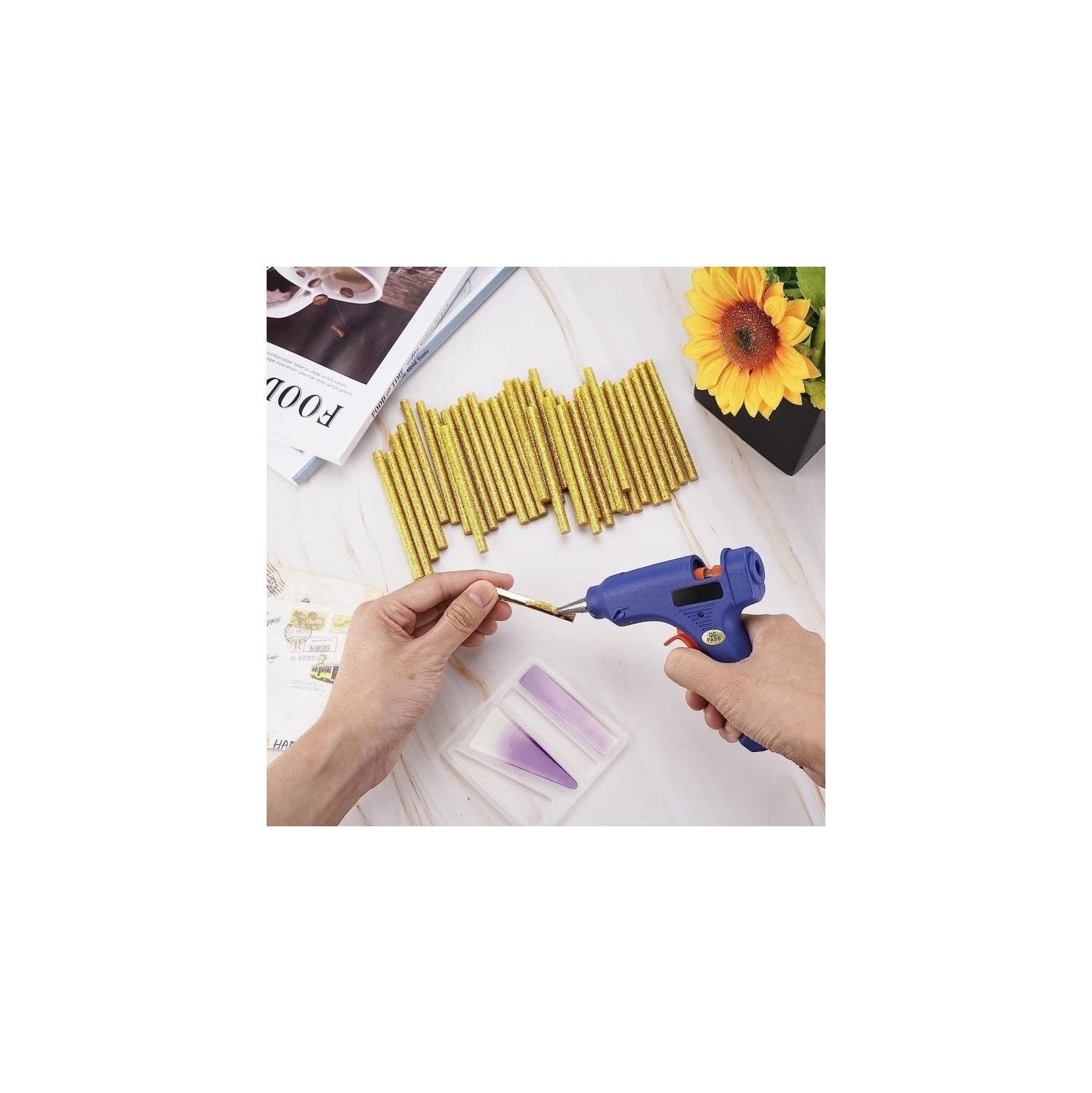 3D Crystal Pack of 100 Premium Quality Art & Craft Glue Gun sticks 6" Long, Silver & Gold