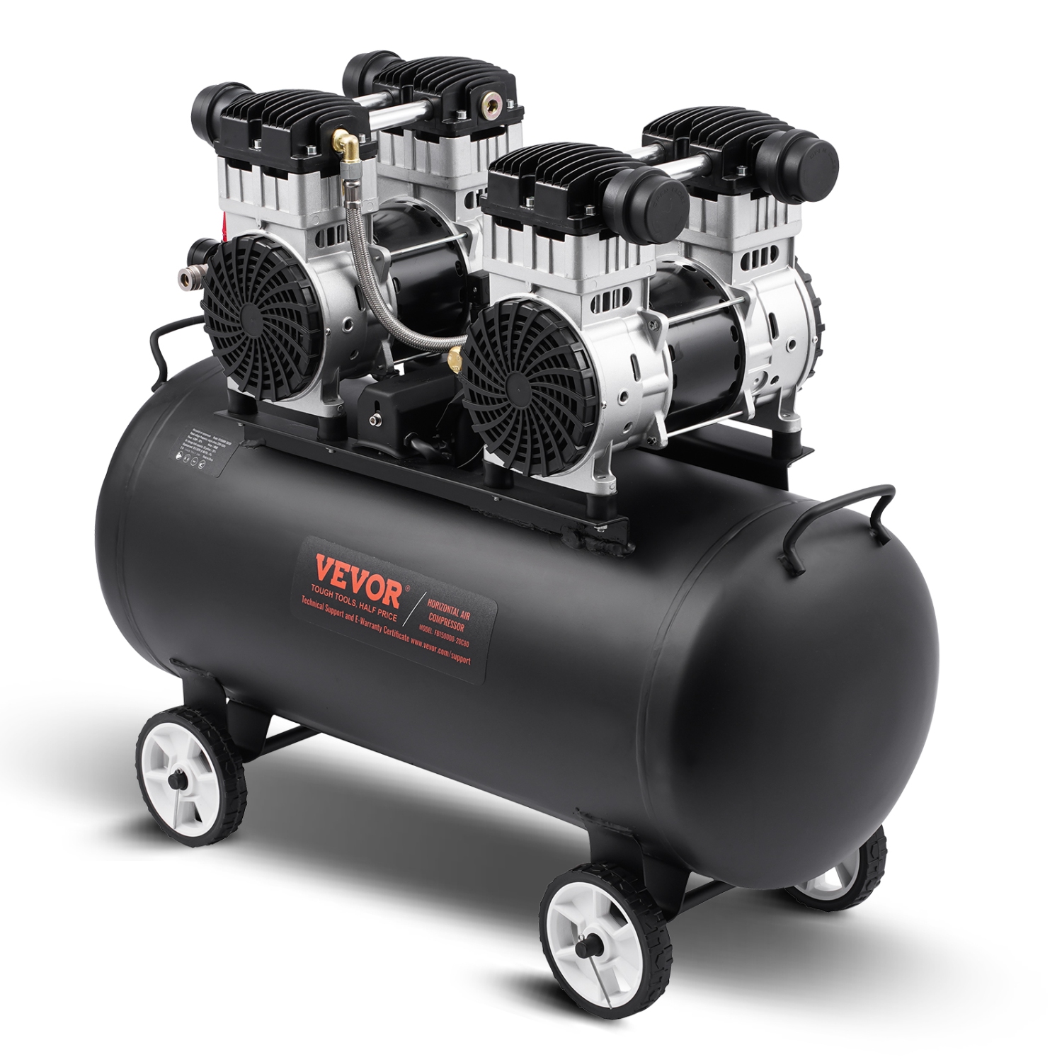 VEVOR 20 Gallon Air Compressor,Steel Tank, 4HP 10.6 CFM@90 PSI Oil Free Air Compressor & Max. 125PSI Pressure, 78dB Ultra Quiet Portable Compressor, for Auto Repair, Tire Inflation