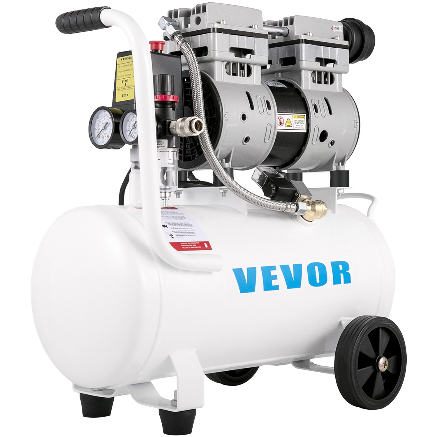 VEVOR 6.6 Gallon Air Compressor, Portable Air Compressor 1 HP, Oil Free Air Compressor Steel Tank 750W, Pancake Air Compressor 115 PSI, Ultra Quiet Compressor for Home Repair