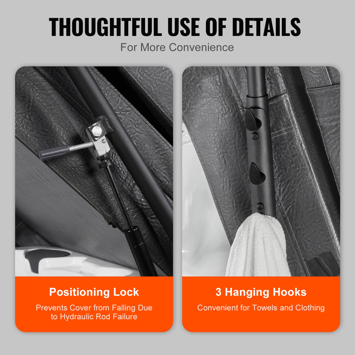 VEVOR 69" - 96.5" Hot Tub Cover Lift, Spa Cover Lift, Hydraulic, Installed on Both Sides at the Top, Suitable for Various Sizes of Rectangular