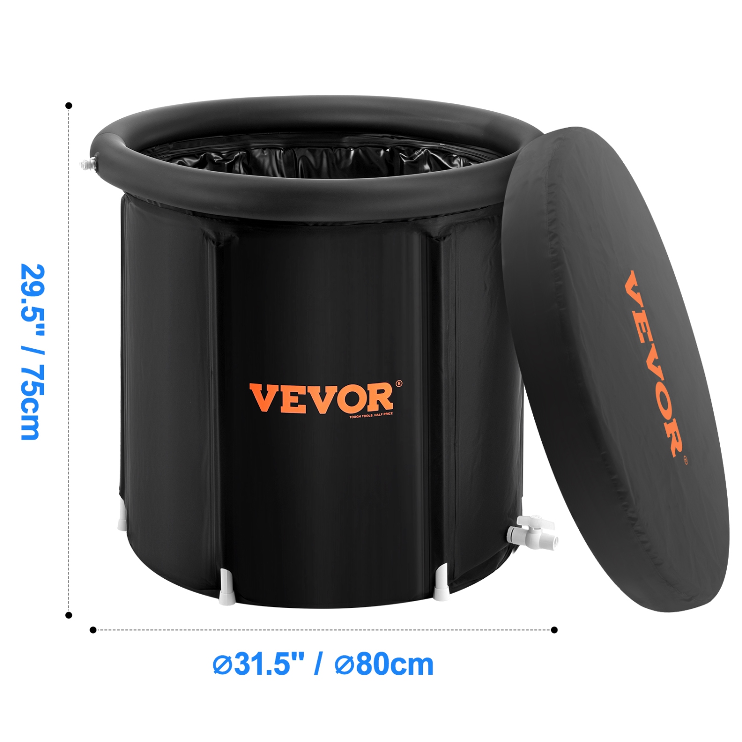 VEVOR 90 Gal Ice Bath Tub, Cold Water Therapy Plunge Tub for Athletes, Portable Outdoor Ice Barrel Plunge Pool for Recovery, Inflatable Folding