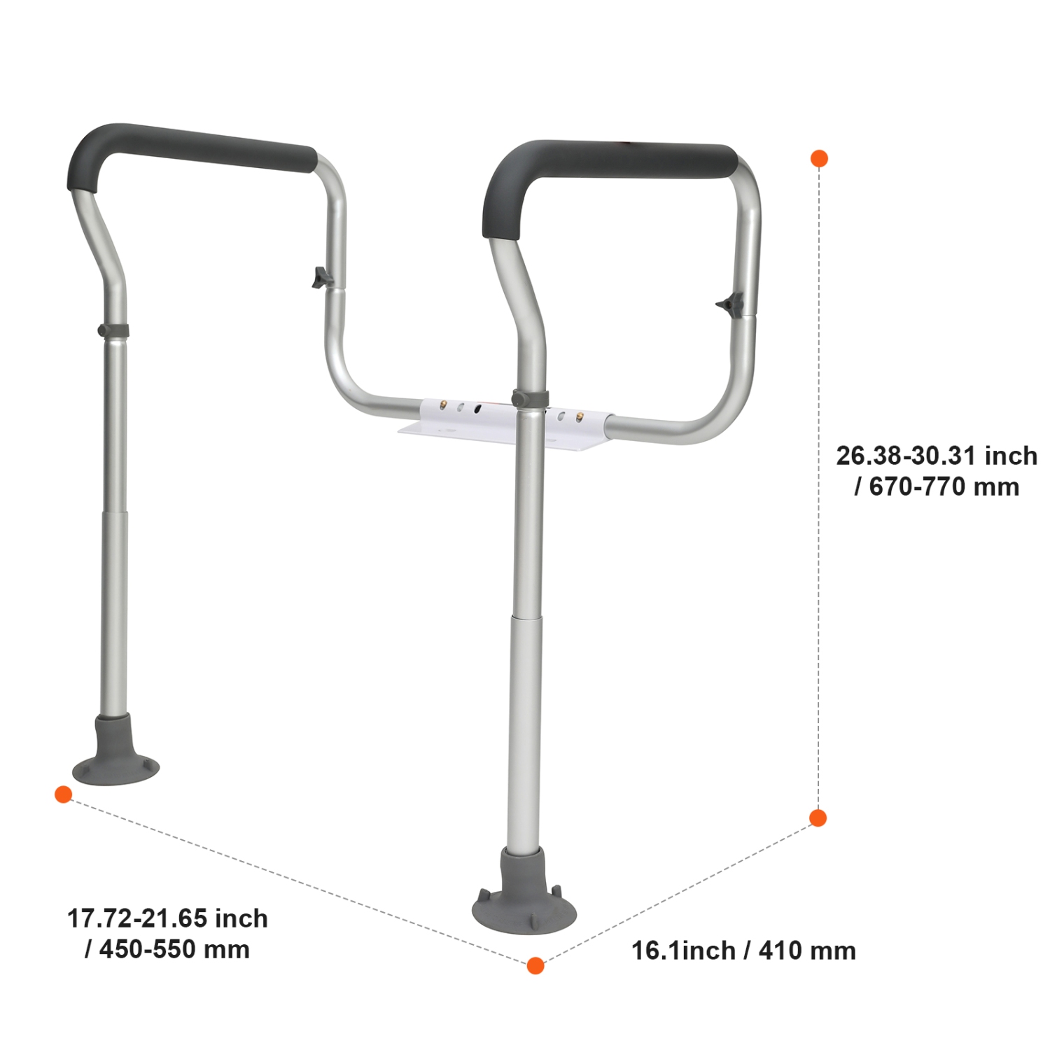VEVOR 300lbs Toilet Safety Rail, Bathroom Toilet Seat Frame, Adjustable Width & Height Fit Most Toilets, Toilet Handles Grab Bars with Padded