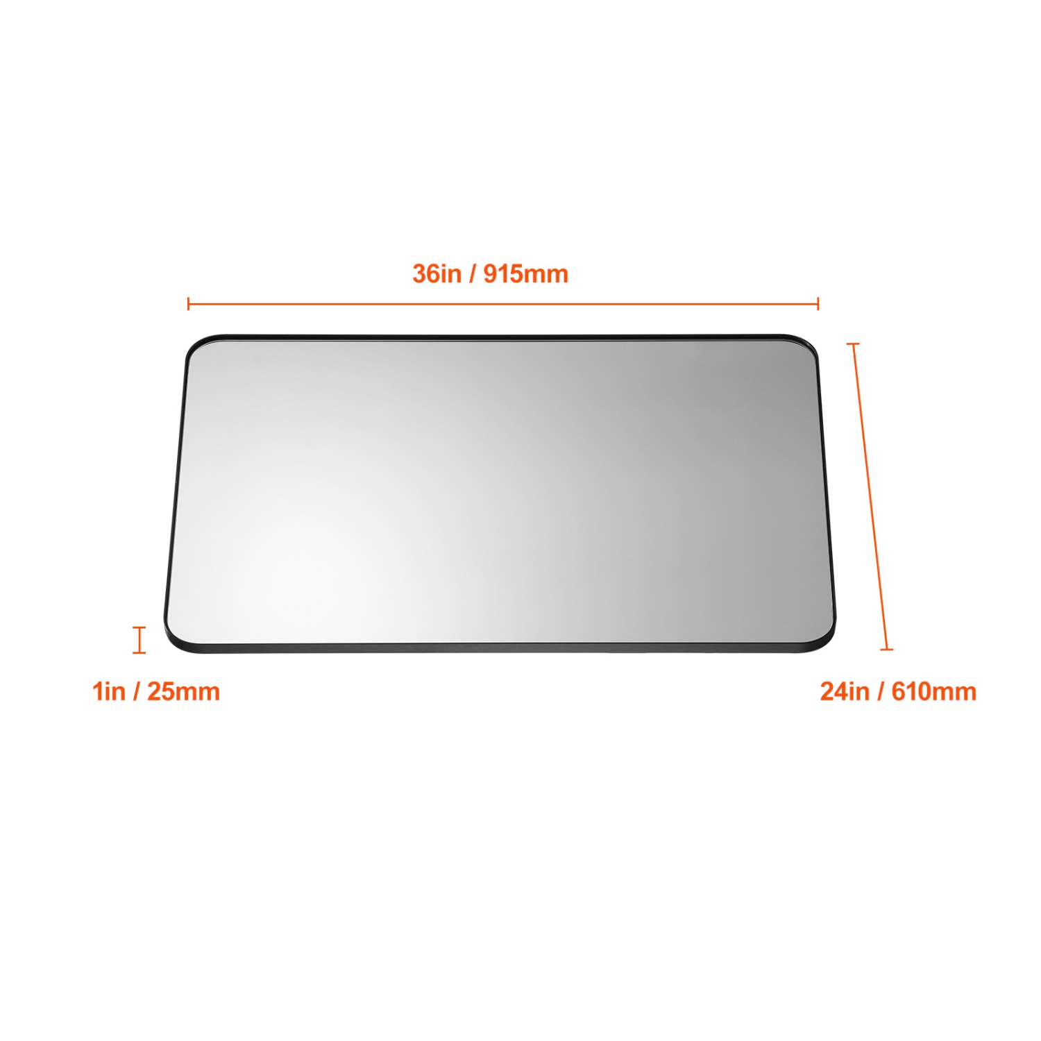 VEVOR 0.15" Thick Wall Mounted Makeup Mirror, 24" x 36" Mirror with Aluminium Alloy Frame & Explosion-Proof Film, Scratch-Resistant Mirror with