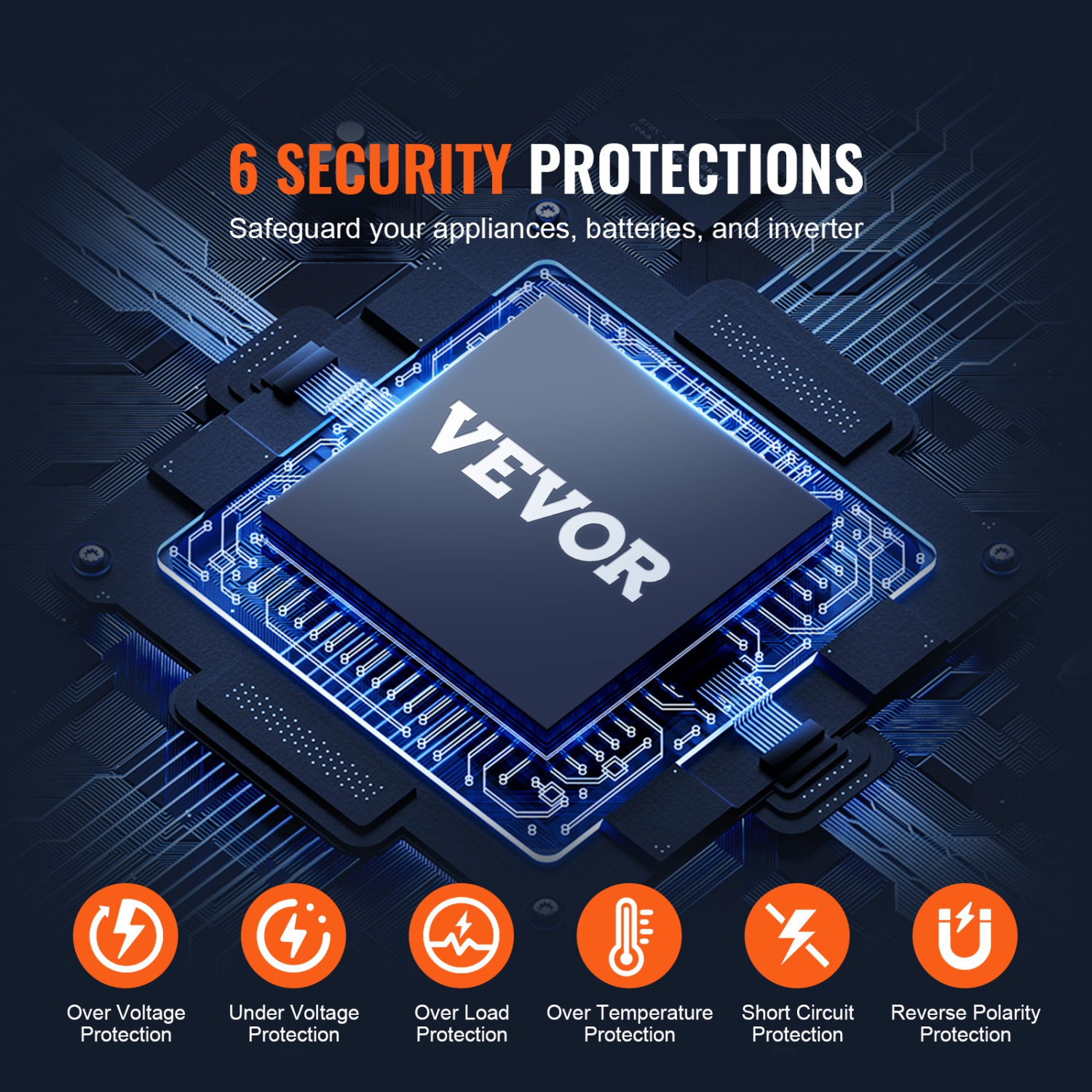 VEVOR 2000 Watt Pure Sine Wave Inverter, DC 12V to AC 110V Power Inverter with 2 AC Outlets 2 USB Port 1 Type-C Port, LCD Display and Remote