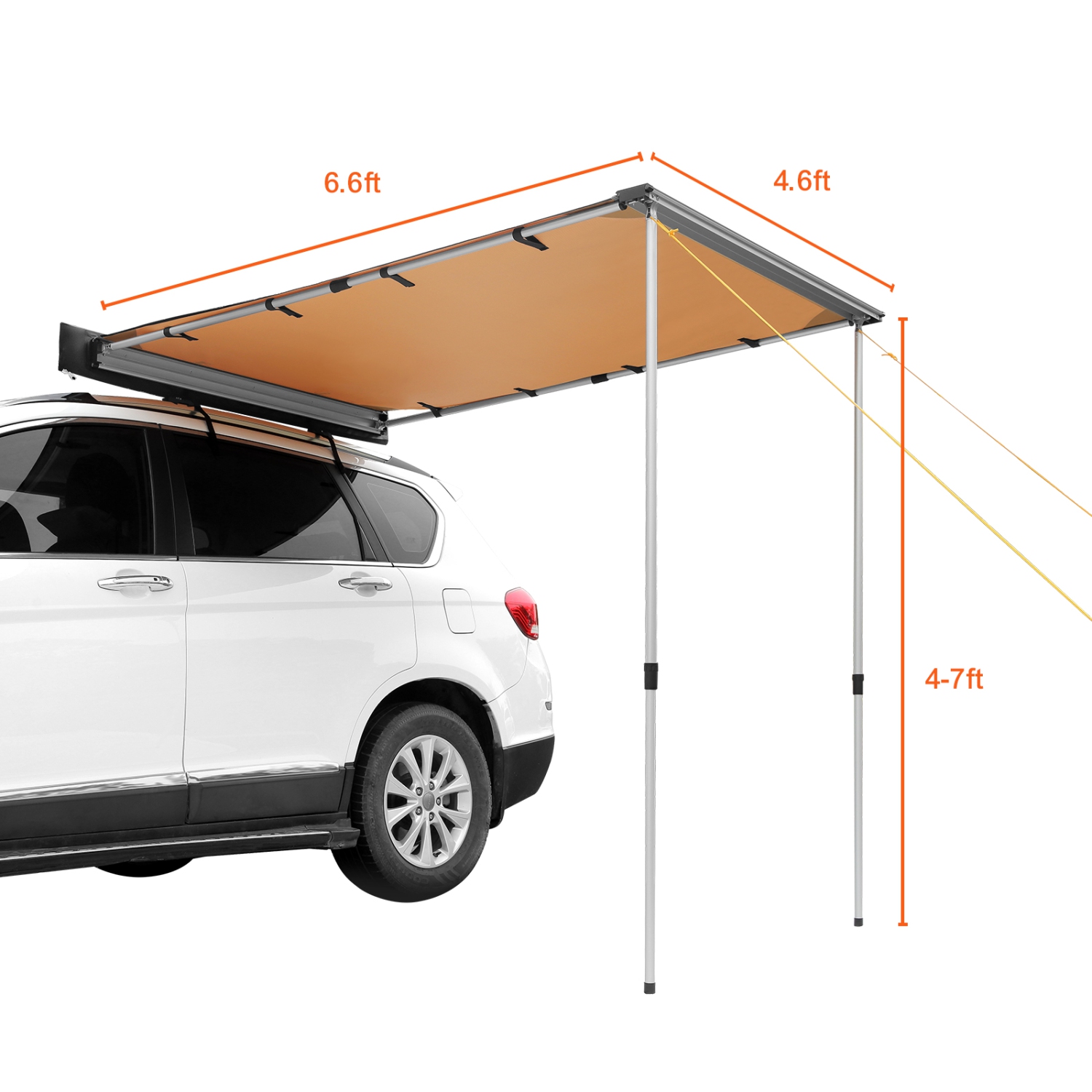 VEVOR 4.6'x6.6' Car Side Awning, Large Shade Coverage Vehicle Awning, PU3000mm UV50+ Retractable Car Awning with Waterproof Storage Bag, Suitable for