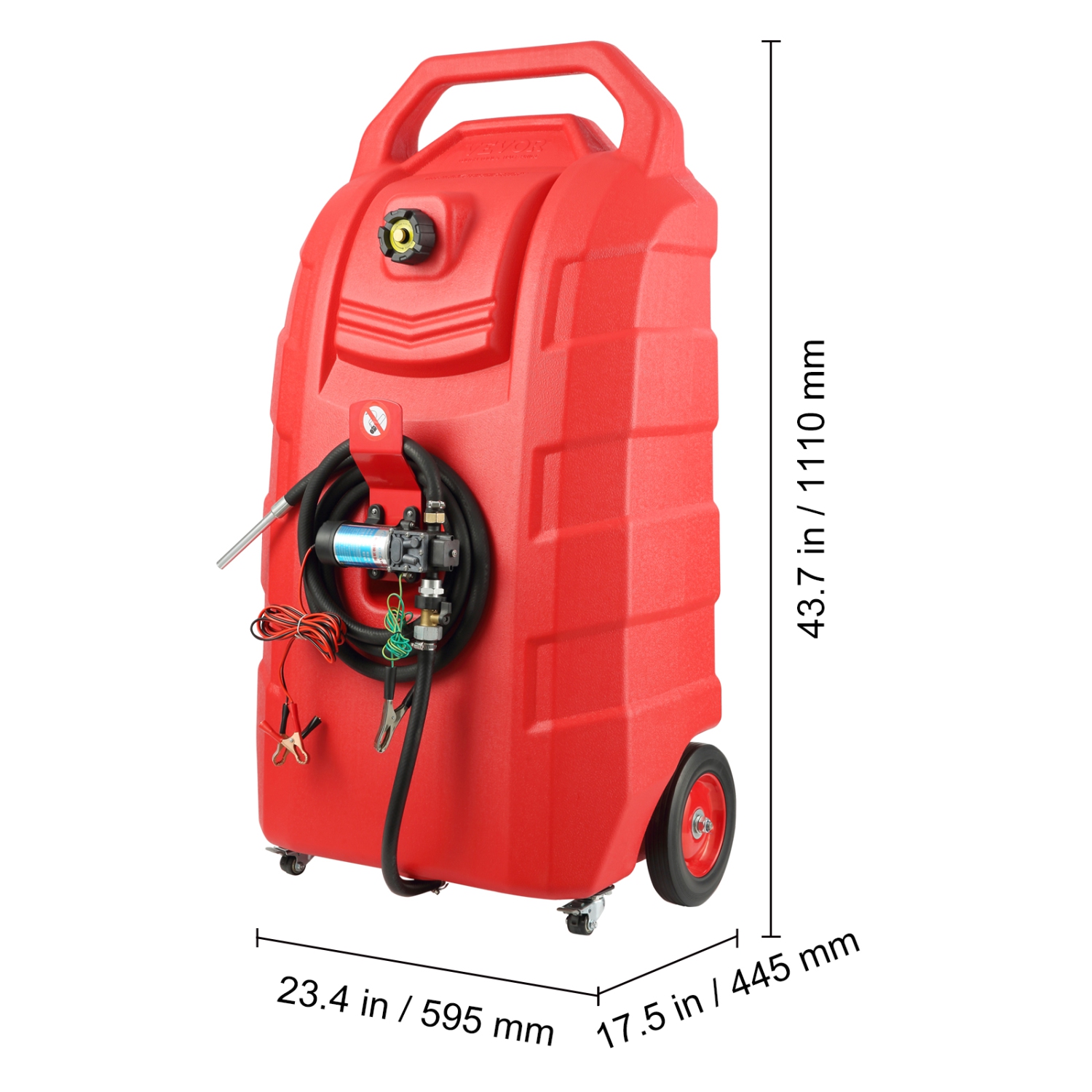 VEVOR 32 Gallon Fuel Caddy, Portable Fuel Storage Tank On-Wheels, with 12V DC Transfer Pump, Gasoline Diesel Fuel Container with 8.2 ft Hose, Flow