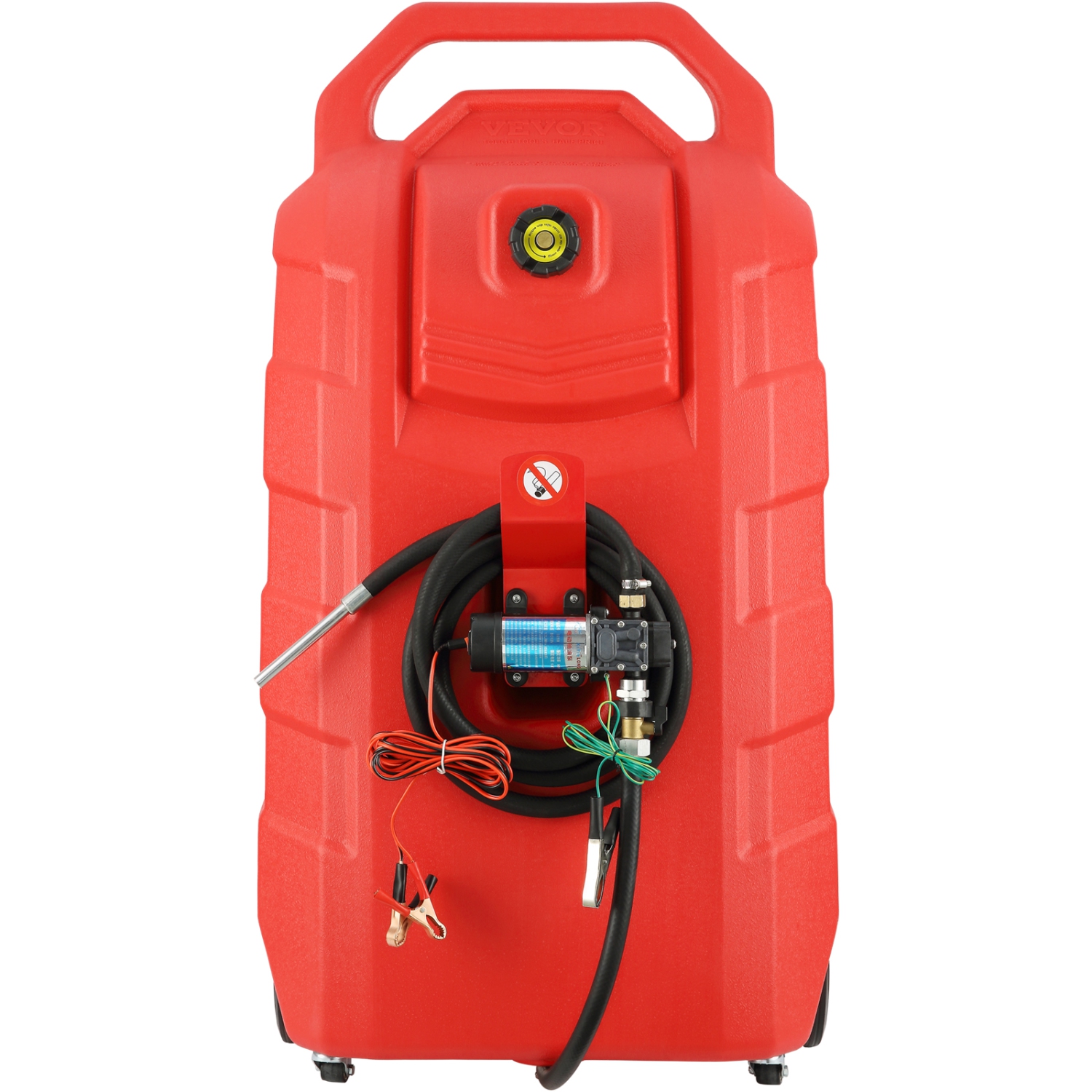 VEVOR 32 Gallon Fuel Caddy, Portable Fuel Storage Tank On-Wheels, with 12V DC Transfer Pump, Gasoline Diesel Fuel Container with 8.2 ft Hose, Flow