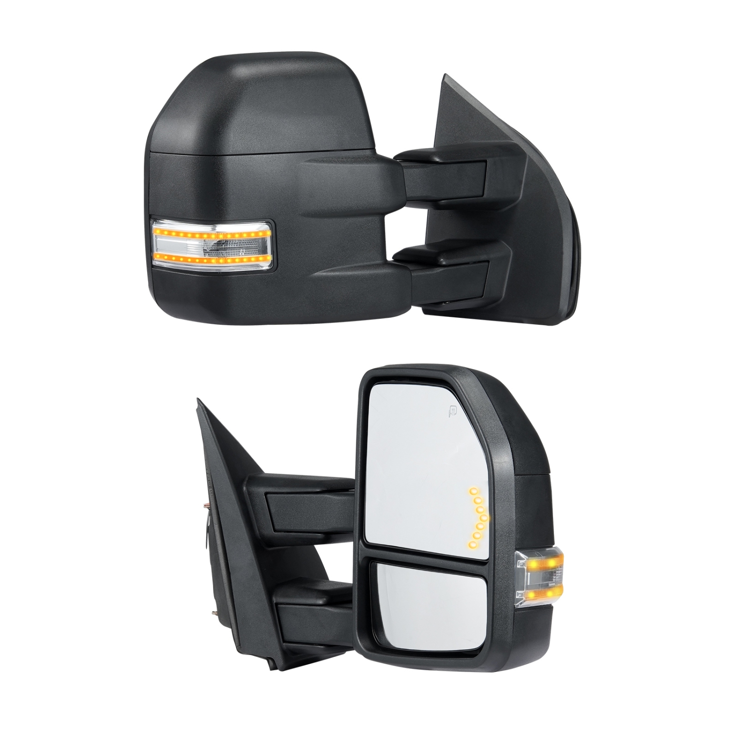 VEVOR 2015-2018 Ford F150 Towing Mirrors, Left & Right Pair Set, Power Heated with Signal Light & Puddle Light, Plane & Convex Glass, Manual