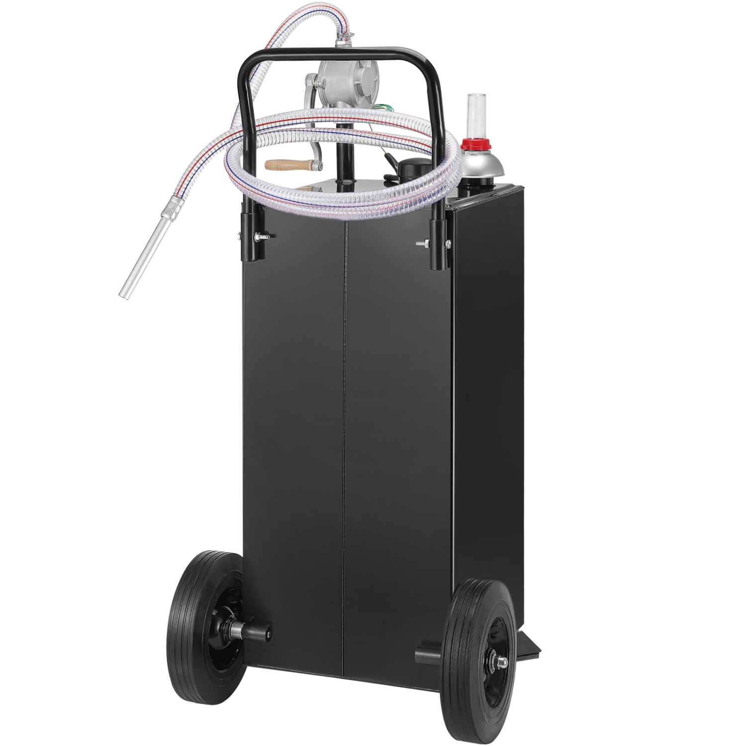 VEVOR 30 Gallon Gas Caddy, Fuel Storage Tank with Wheels, Portable Fuel Caddy with Manuel Transfer Pump, Gasoline Diesel Fuel Container for Cars,