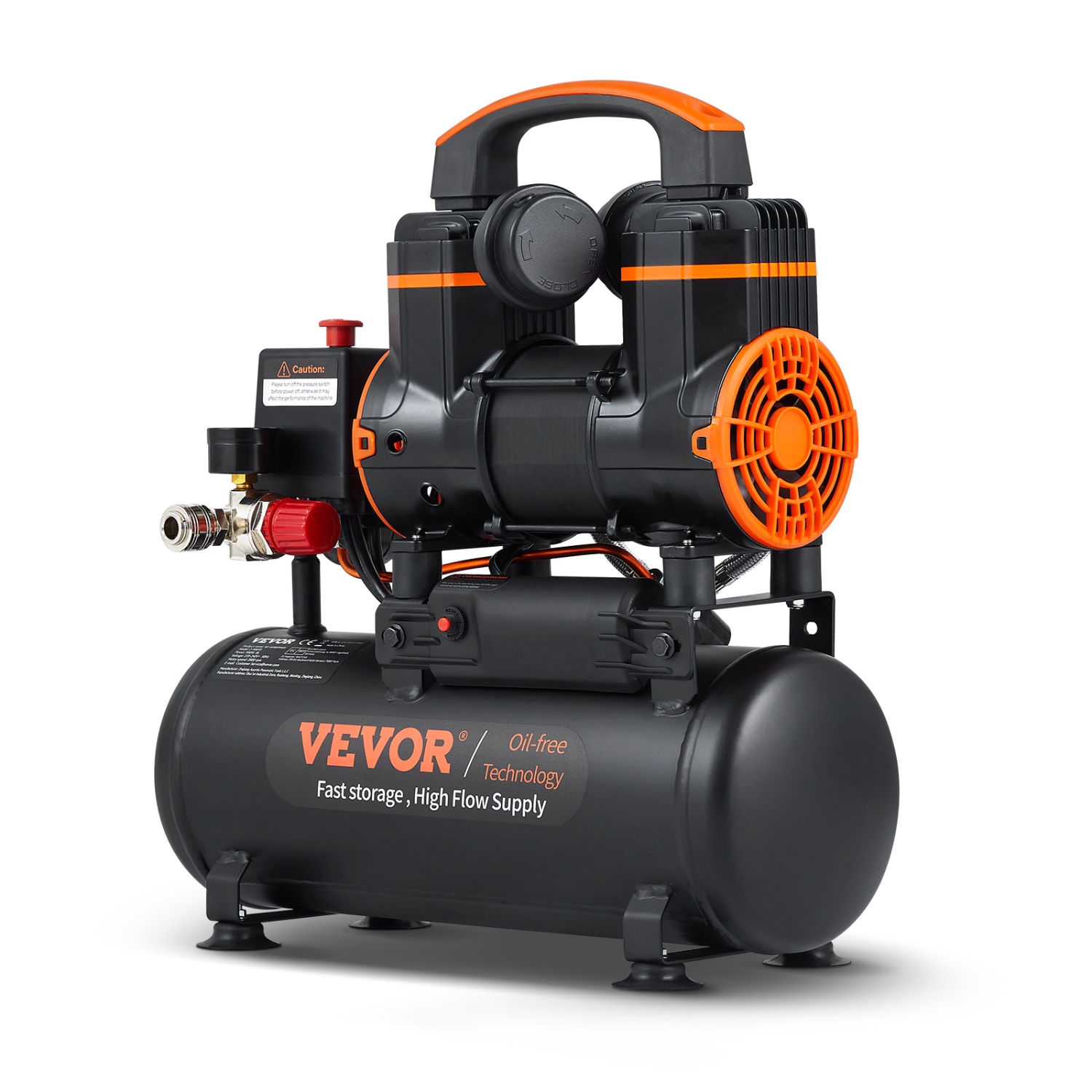 VEVOR 2.1 Gallon Air Compressor, 1.2HP 2.2 CFM@90PSI Oil Free Air Compressor Tank & Max. 116PSI Pressure,70 dB Ultra Quiet Compressor for Auto