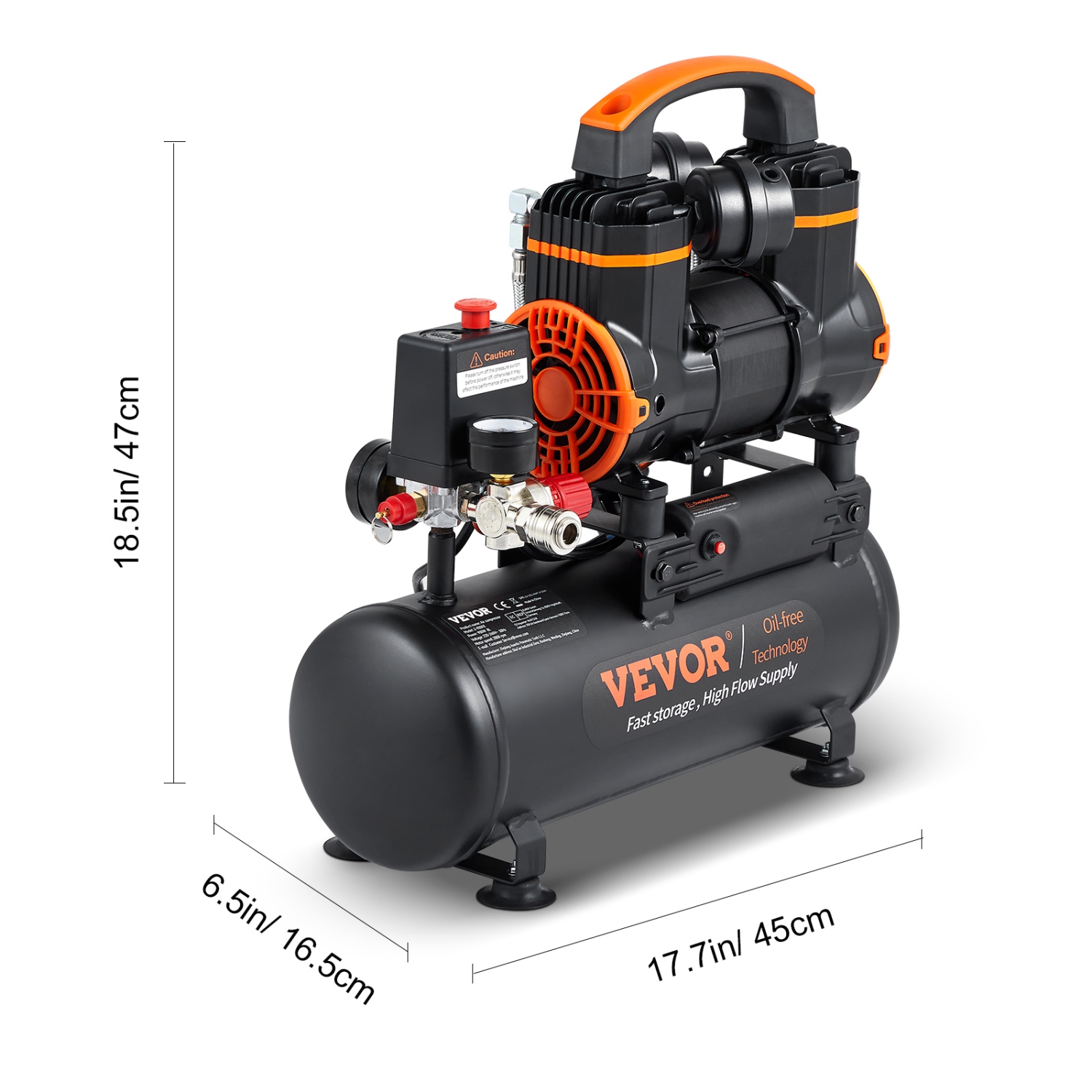 VEVOR 2.1 Gallon Air Compressor, 1.2HP 2.2 CFM@90PSI Oil Free Air Compressor Tank & Max. 116PSI Pressure,70 dB Ultra Quiet Compressor for Auto