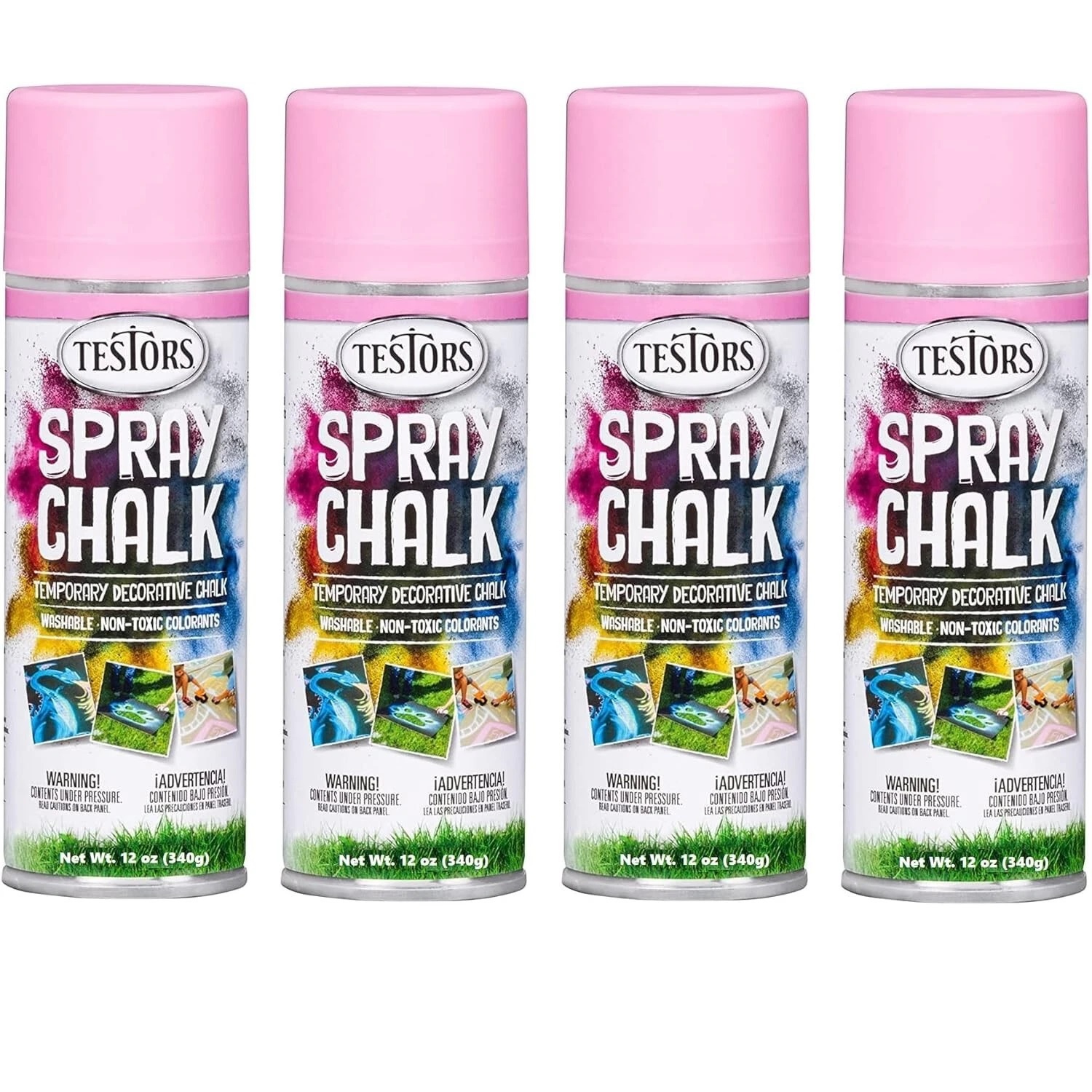 Rustoleum Pack of 04 - MEGA SIZE Chalked Matte Spray Paly & Wash Paint 12oz, Pink