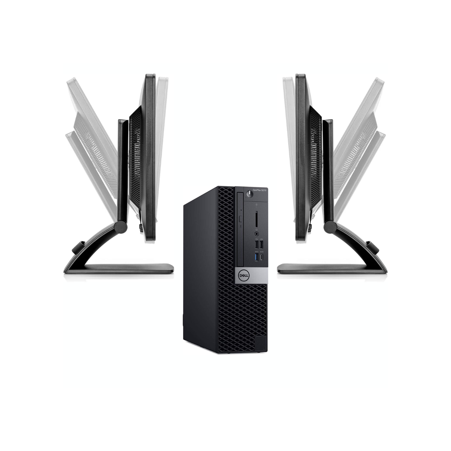 (Refurbished Excellent) Dell OptiPlex 5070 SFF Desktop Bundle | Intel Core i5, 16GB RAM, 512GB SSD, Windows 11 Pro + Dual HP 23” Monitors, Keyboard,