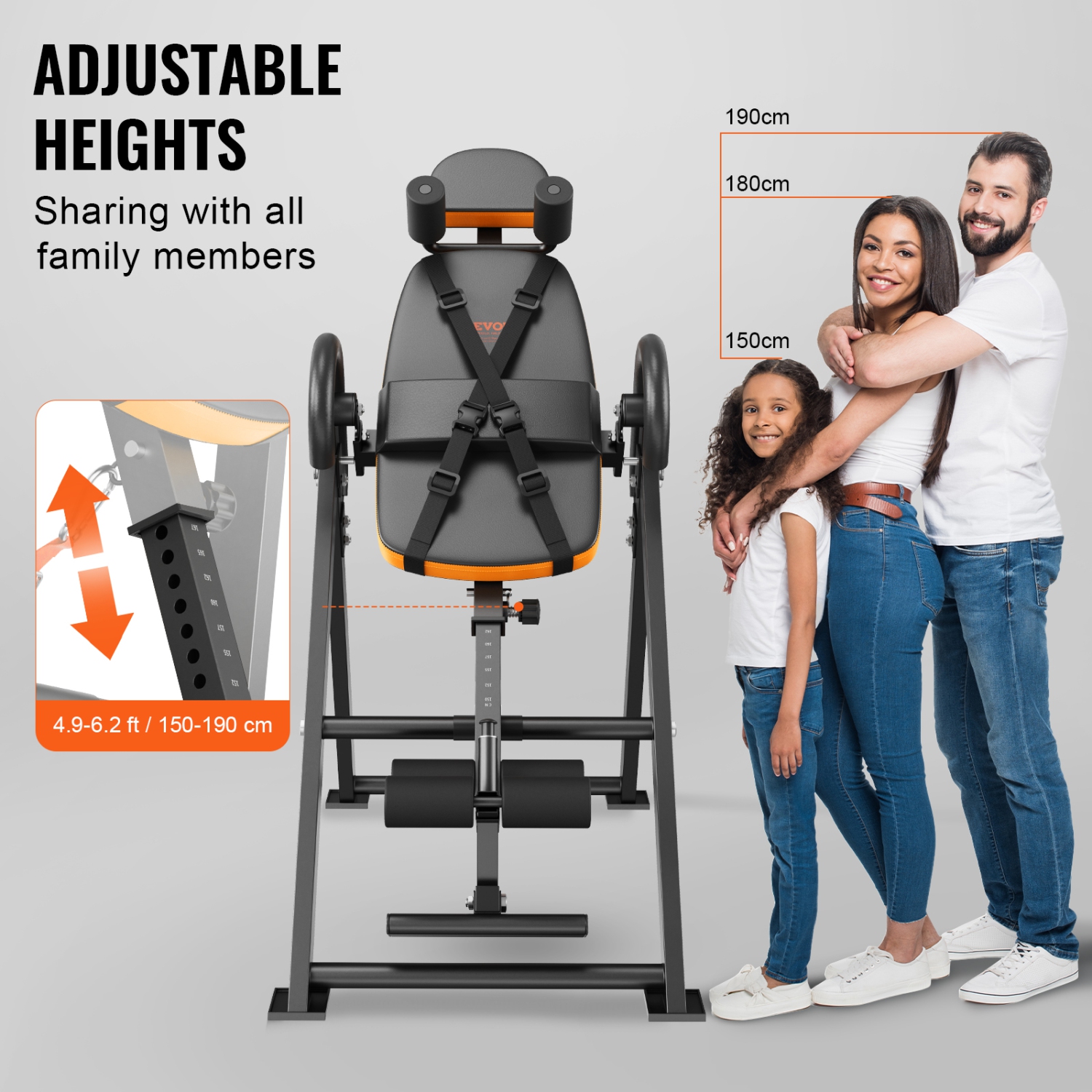 VEVOR 300lbs Capacity Inversion Table, Heavy Duty Inversion Table, Decompression Back Stretcher Machine, Strength Training Equipment with Headrest,