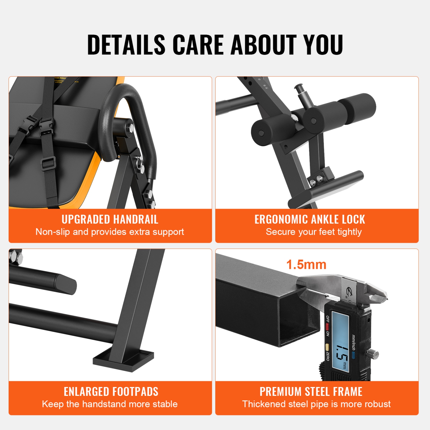 VEVOR 300lbs Capacity Inversion Table, Heavy Duty Inversion Table, Decompression Back Stretcher Machine, Strength Training Equipment with Headrest,