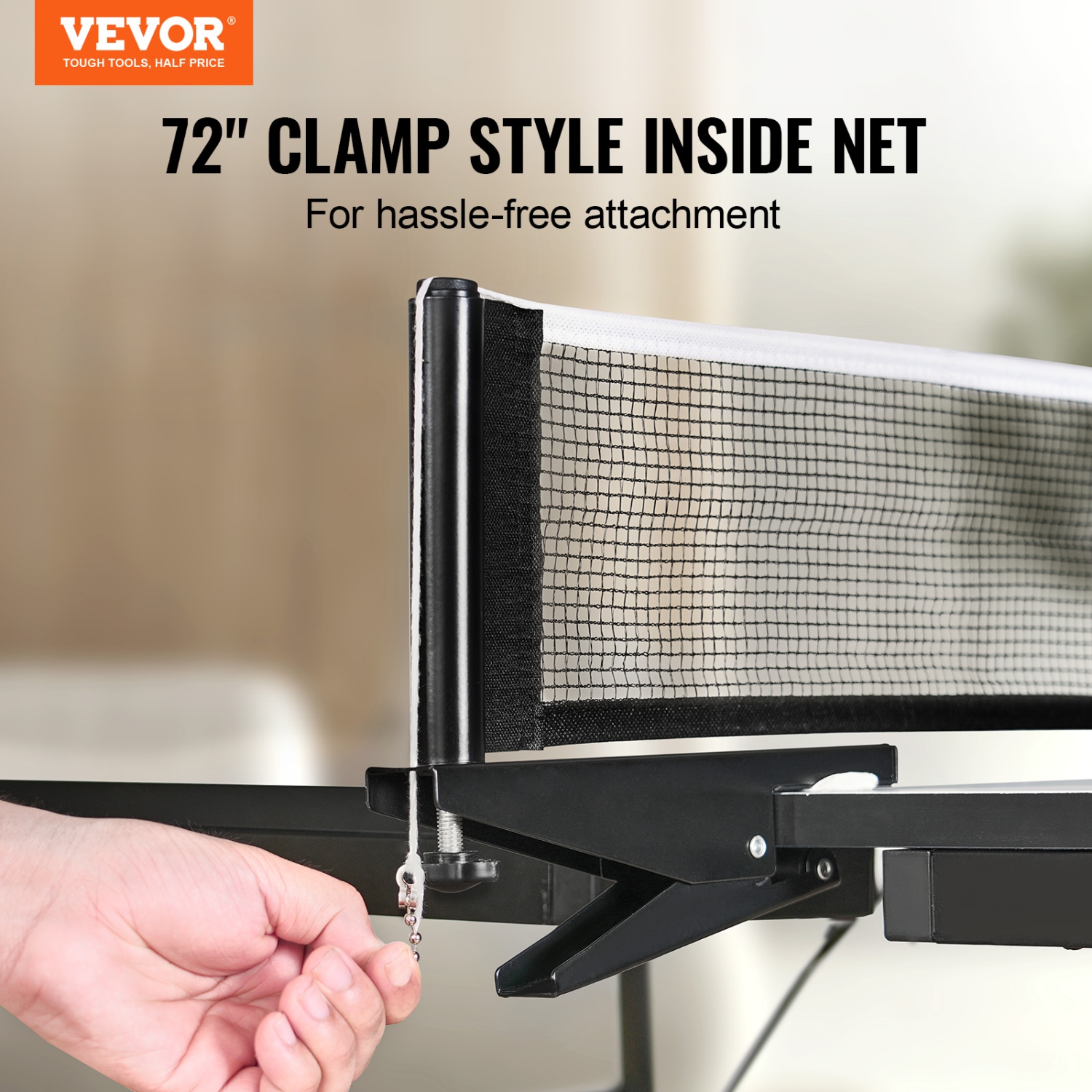 VEVOR Ping Pong Table, Professional Table Tennis Game, Indoor MDF Portable Table Tennis Table, Foldable Ping Pong Table with Quick Clamp Net,10