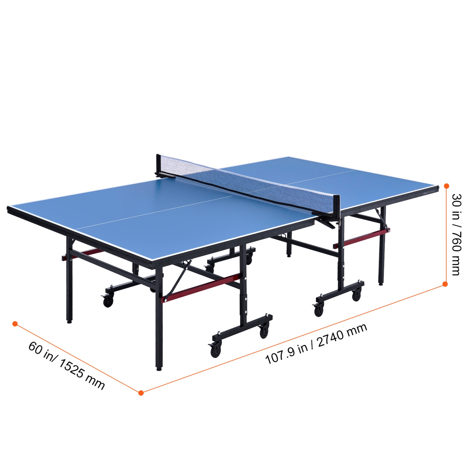 VEVOR Ping Pong Table, Professional Table Tennis Game, Indoor MDF Portable Table Tennis Table, Foldable Ping Pong Table with Quick Clamp Net,10