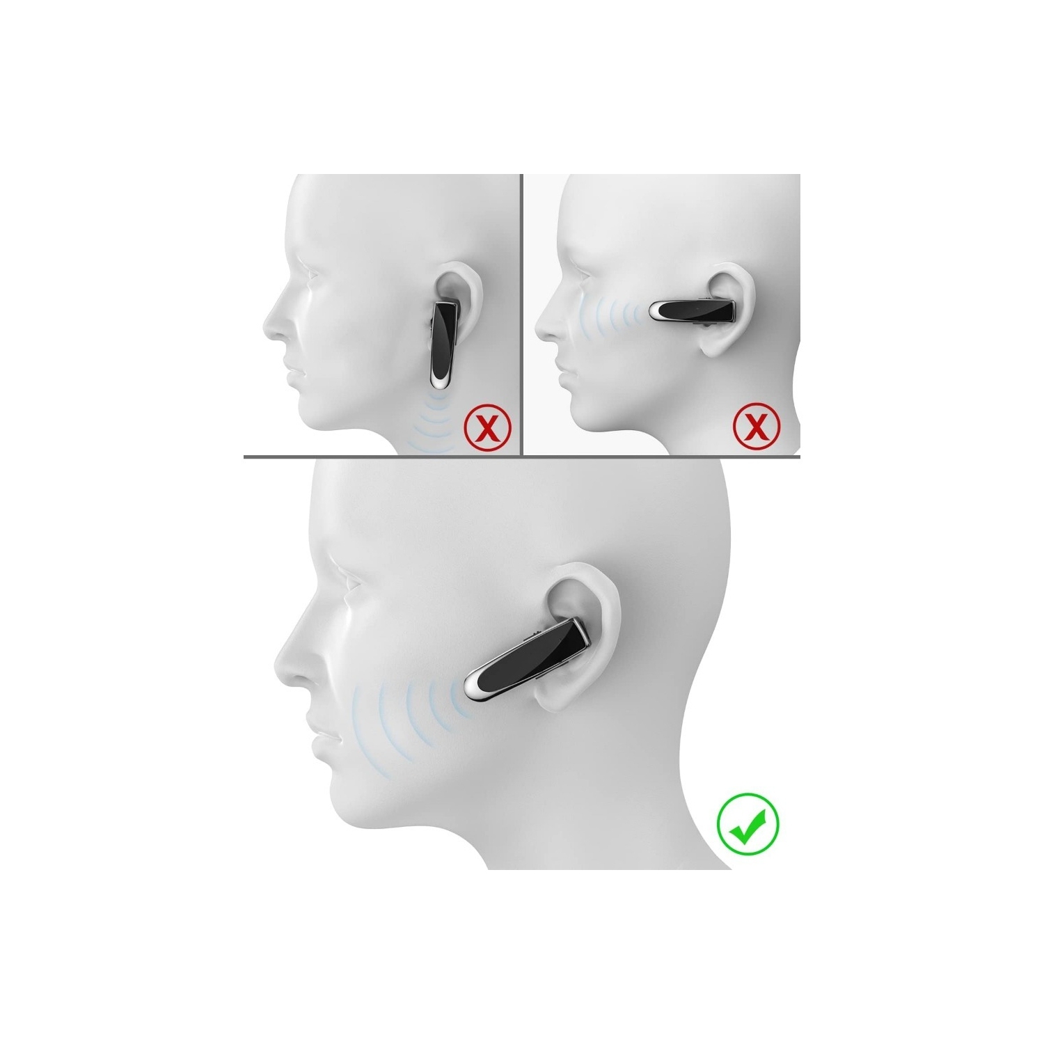 Oreillette Bluetooth sans fil Casque d'écoute mains libres 24 heures avec micro pour pilote iPhone Android Samsung