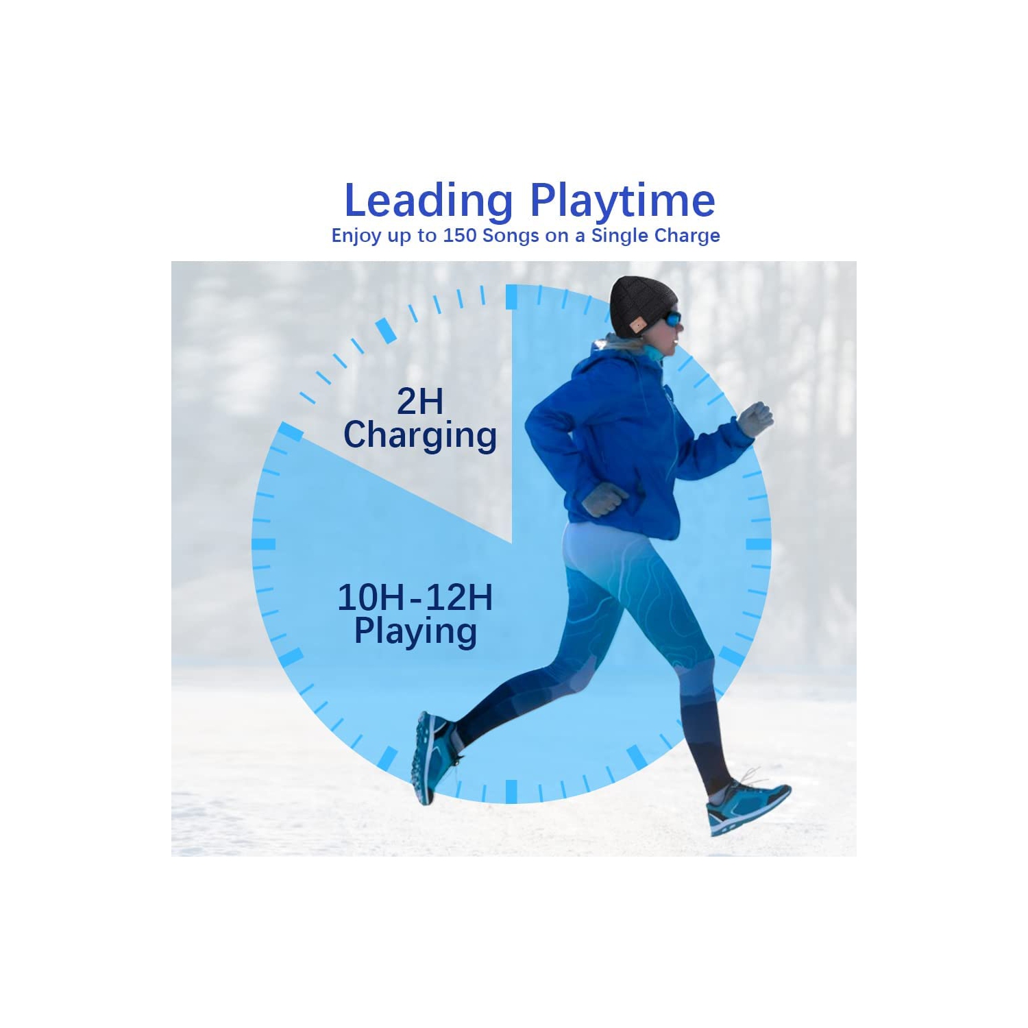 Casque d'écoute avec bonnet Bluetooth Cadeau techno unique - noir