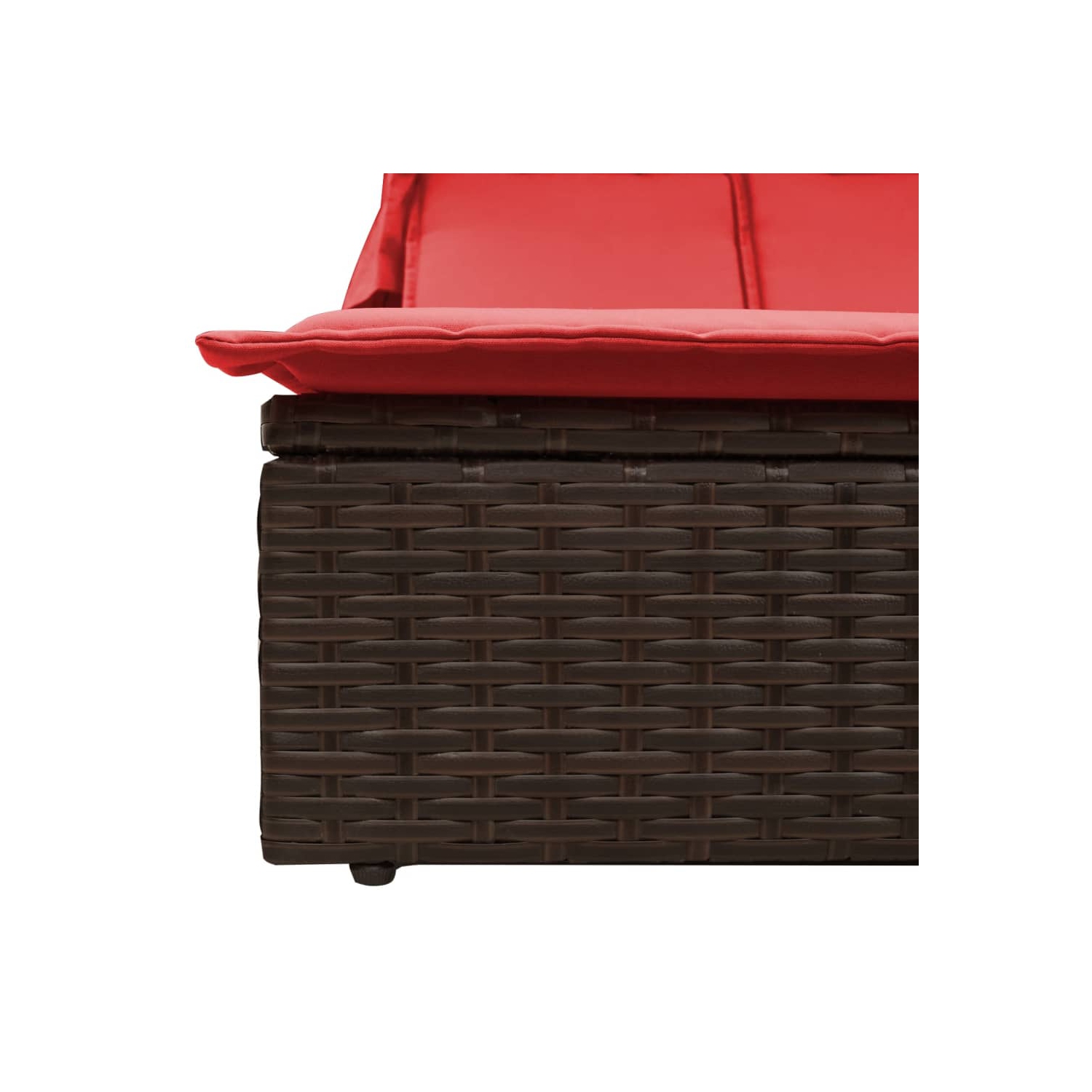 vidaXL Double Sun Lounger with Canopy and Cushions Brown Poly Rattan