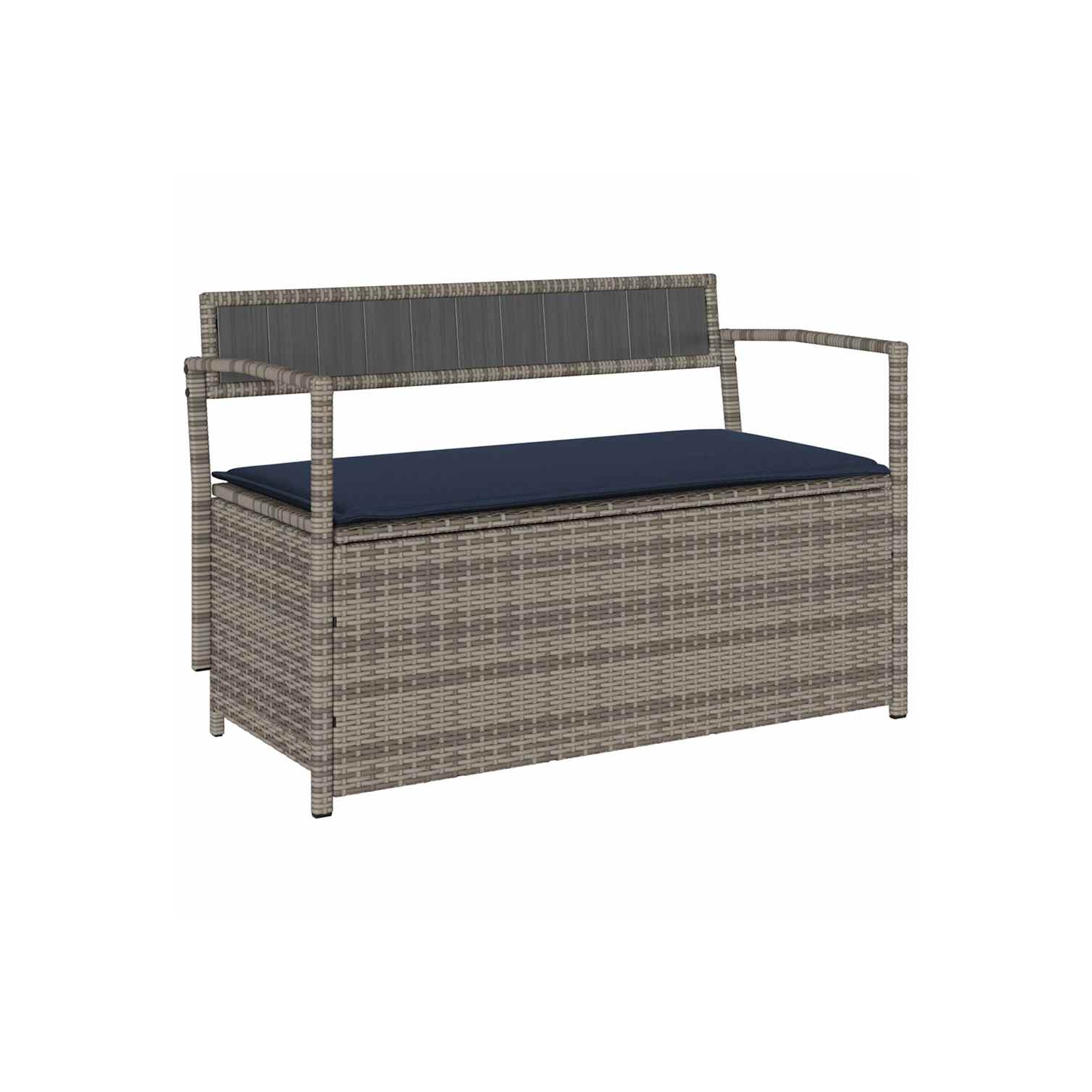 vidaXL Garden Storage Bench with Cushion Grey Poly Rattan