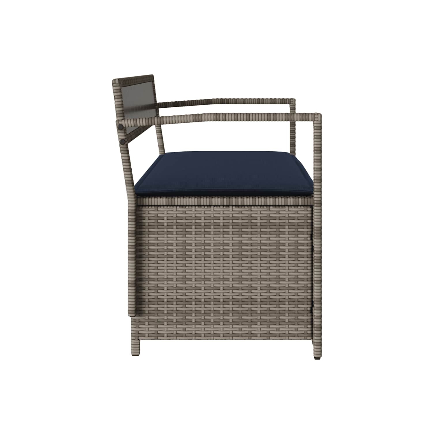 vidaXL Garden Storage Bench with Cushion Grey Poly Rattan