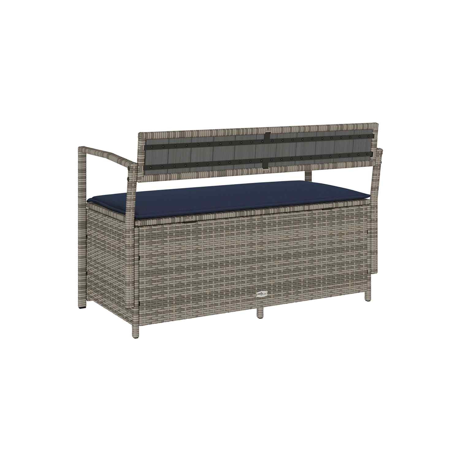 vidaXL Garden Storage Bench with Cushion Grey Poly Rattan