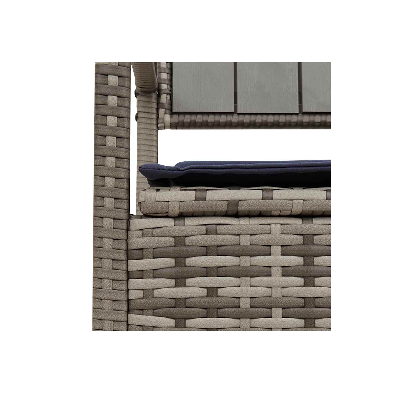 vidaXL Garden Storage Bench with Cushion Grey Poly Rattan