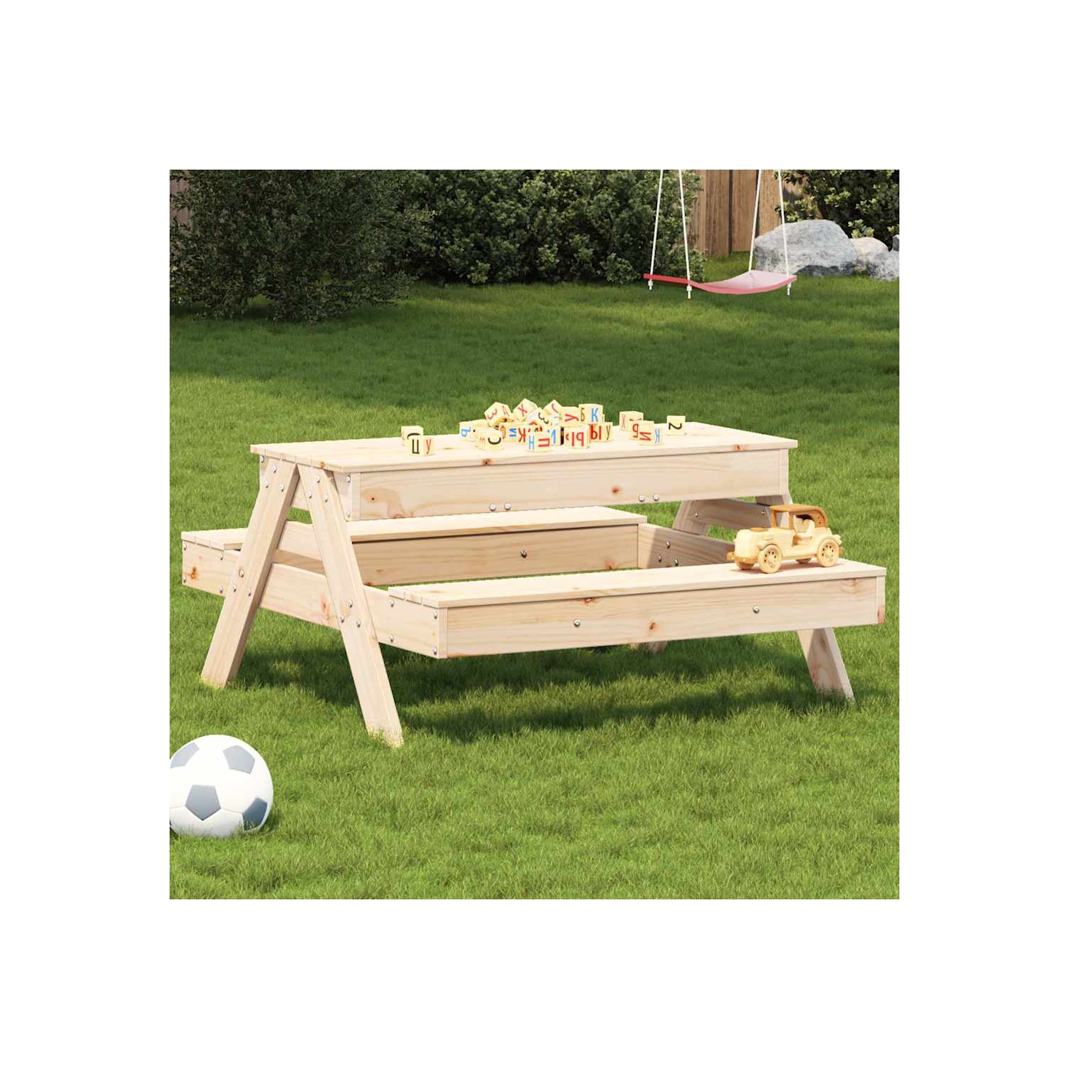 vidaXL Picnic Table with Sandpit for Kids Solid Wood Pine