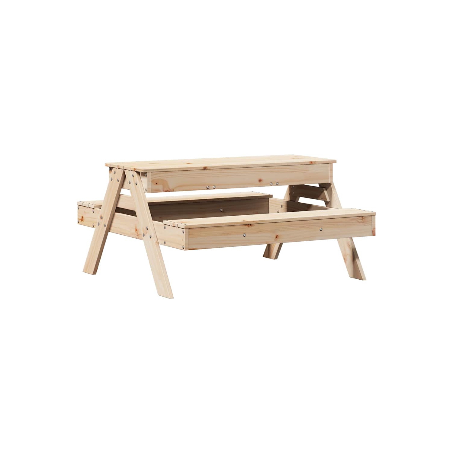 vidaXL Picnic Table with Sandpit for Kids Solid Wood Pine