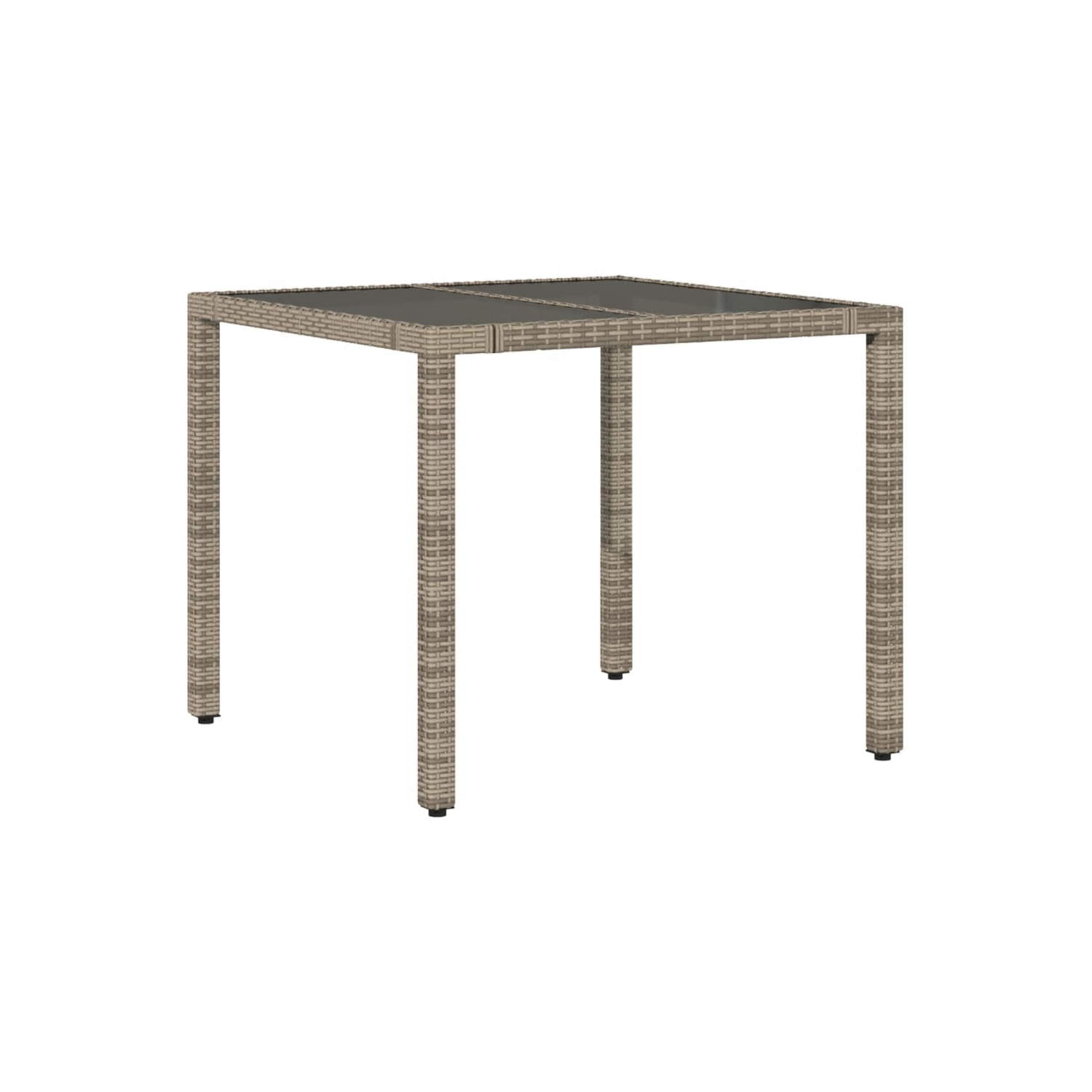 Table de jardin vidaXL avec surface en verre 90 x 90 x 75 cm gris poly rotin