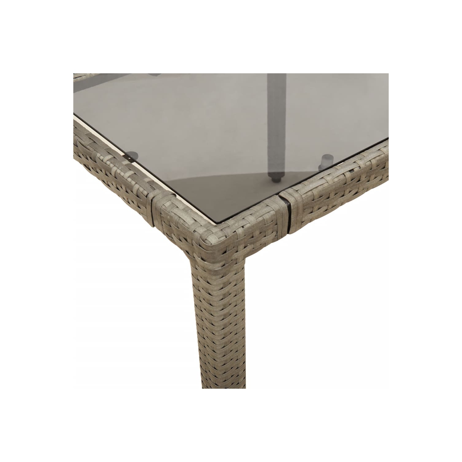 Table de jardin vidaXL avec surface en verre 90 x 90 x 75 cm gris poly rotin