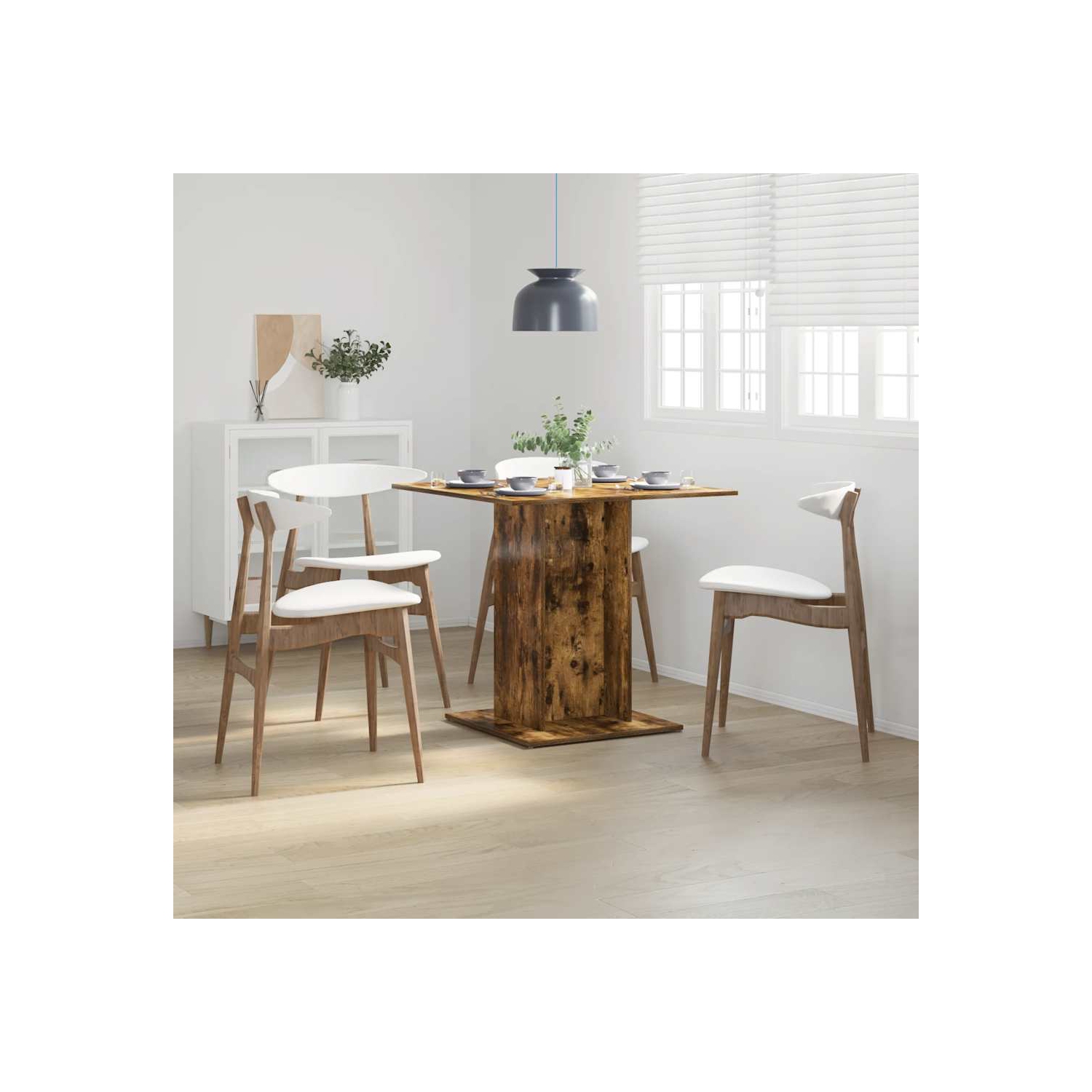vidaXL Dining Table Smoked Oak 80x80x75 cm Engineered Wood