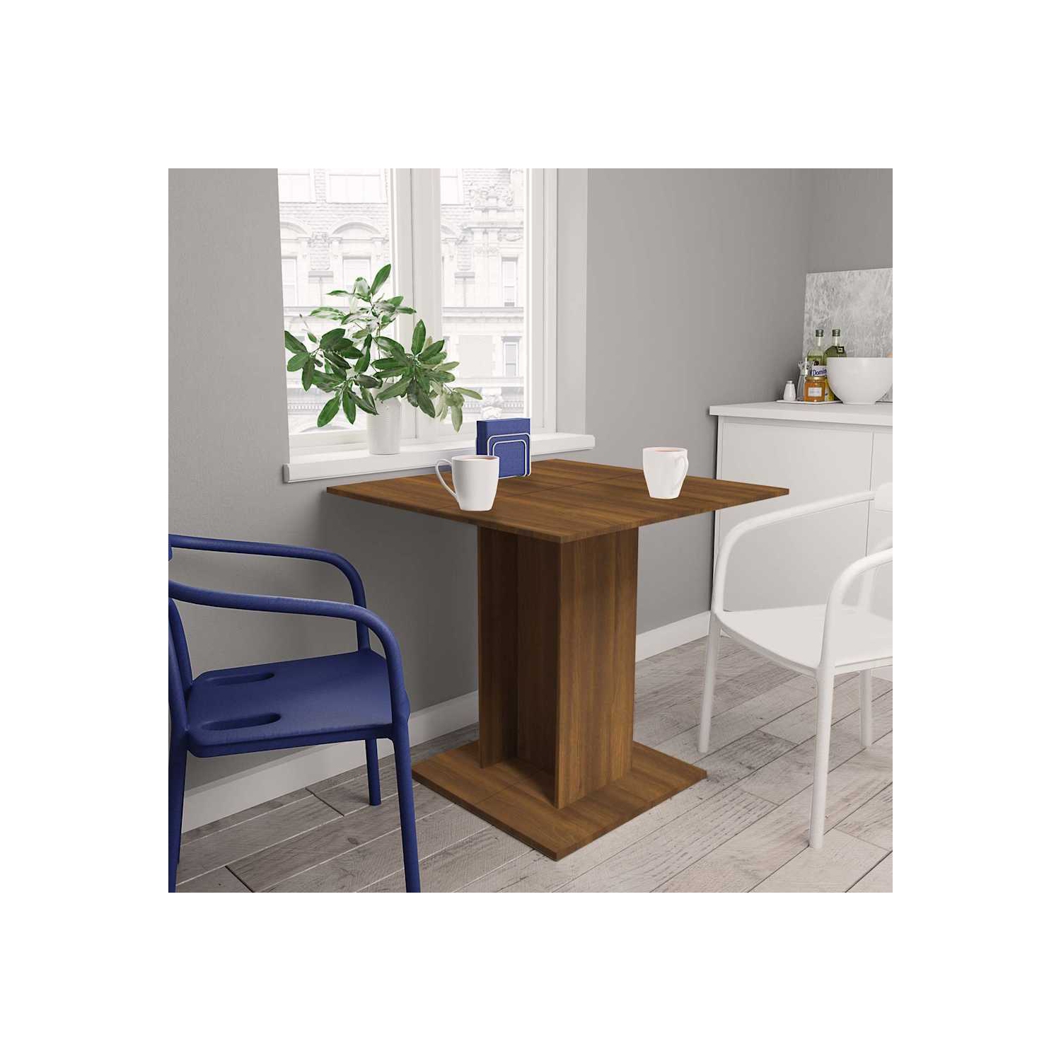 vidaXL Dining Table Brown Oak 80x80x75 cm Engineered Wood