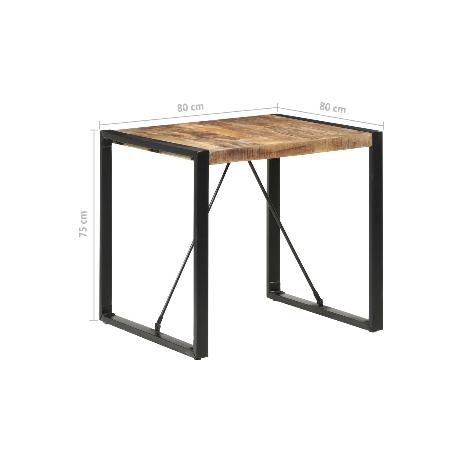 Table à dîner vidaXL 80 x 80 x 75&nbsp;cm bois de manguier brut