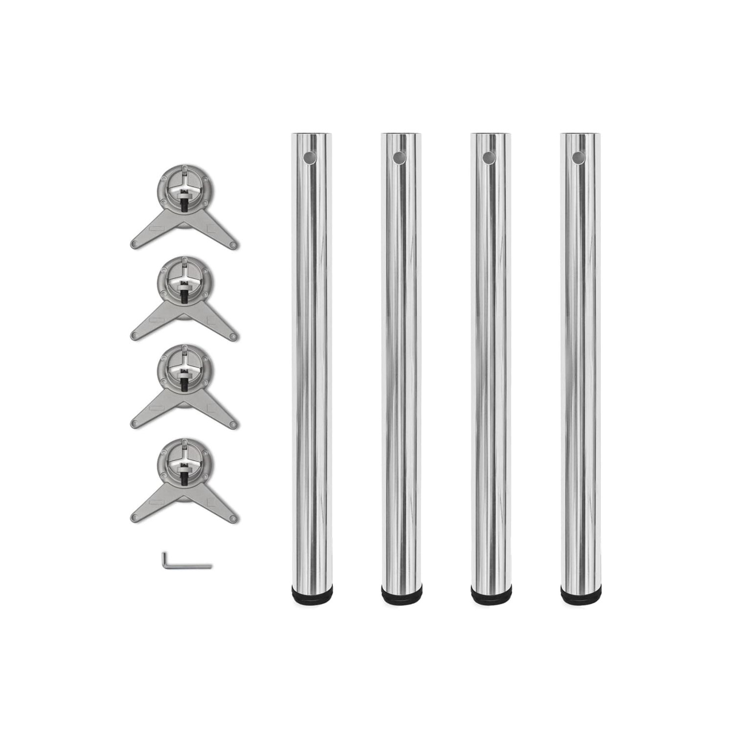 4 Height Adjustable Table Legs Chrome 710 mm