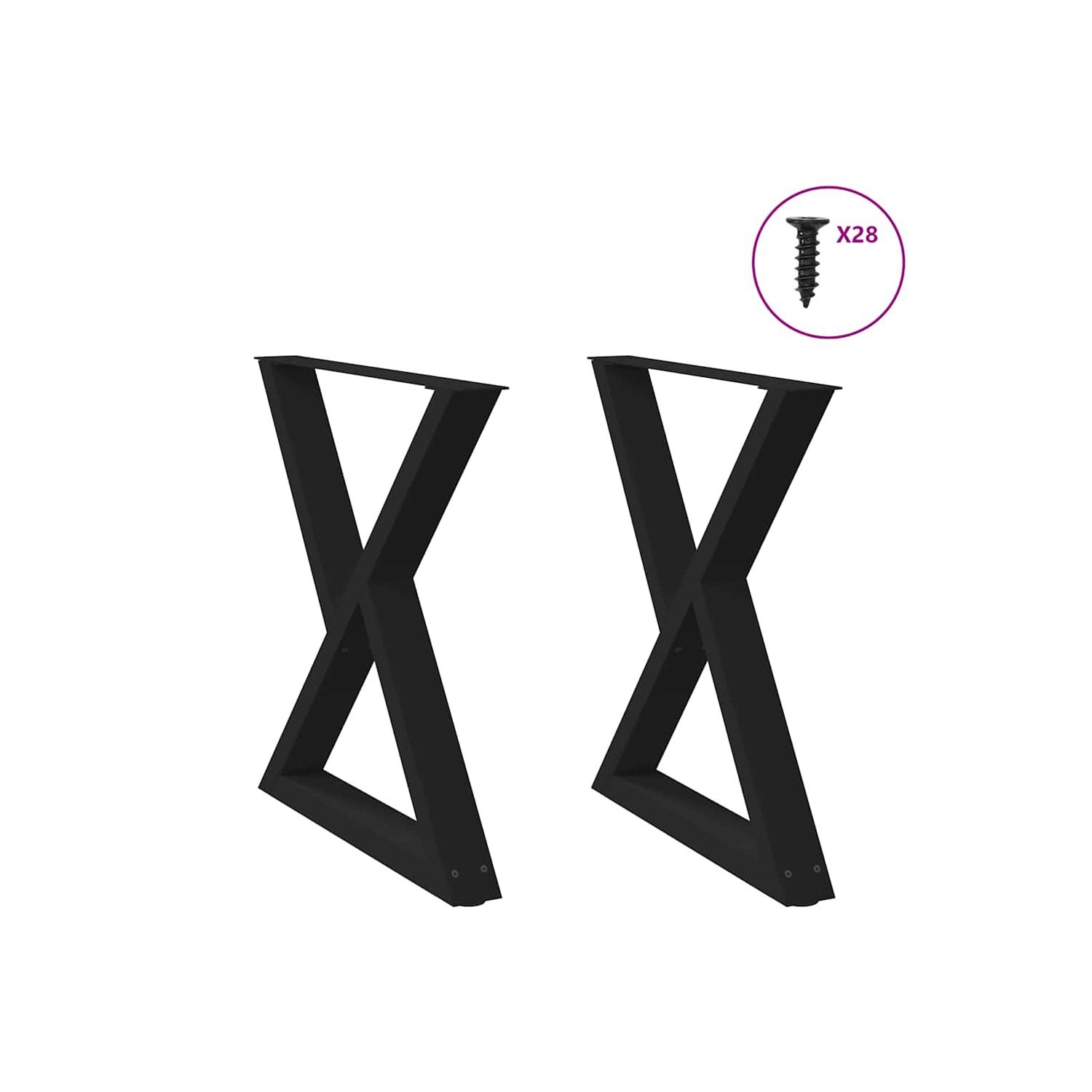 Pieds de table vidaXL 2 pièces Noir 80 x cm Acier