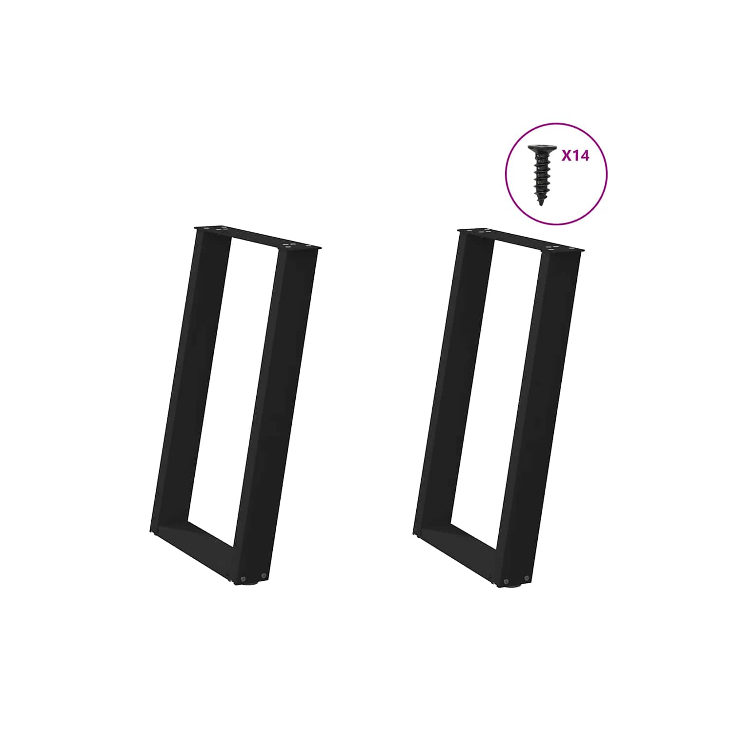 vidaXL Dining Table Legs U-Shaped 2 pcs Black 60x(72-73) cm Steel