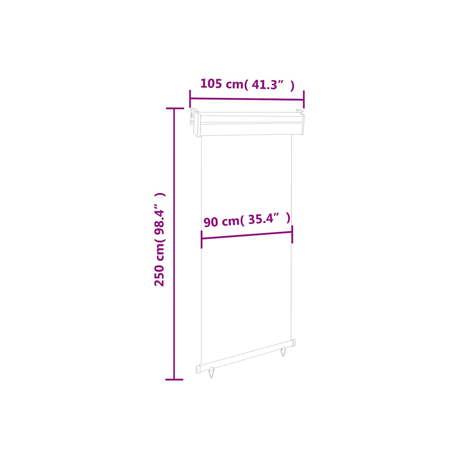 Auvent latéral pour balcon vidaXL 105 po 250 cm gris