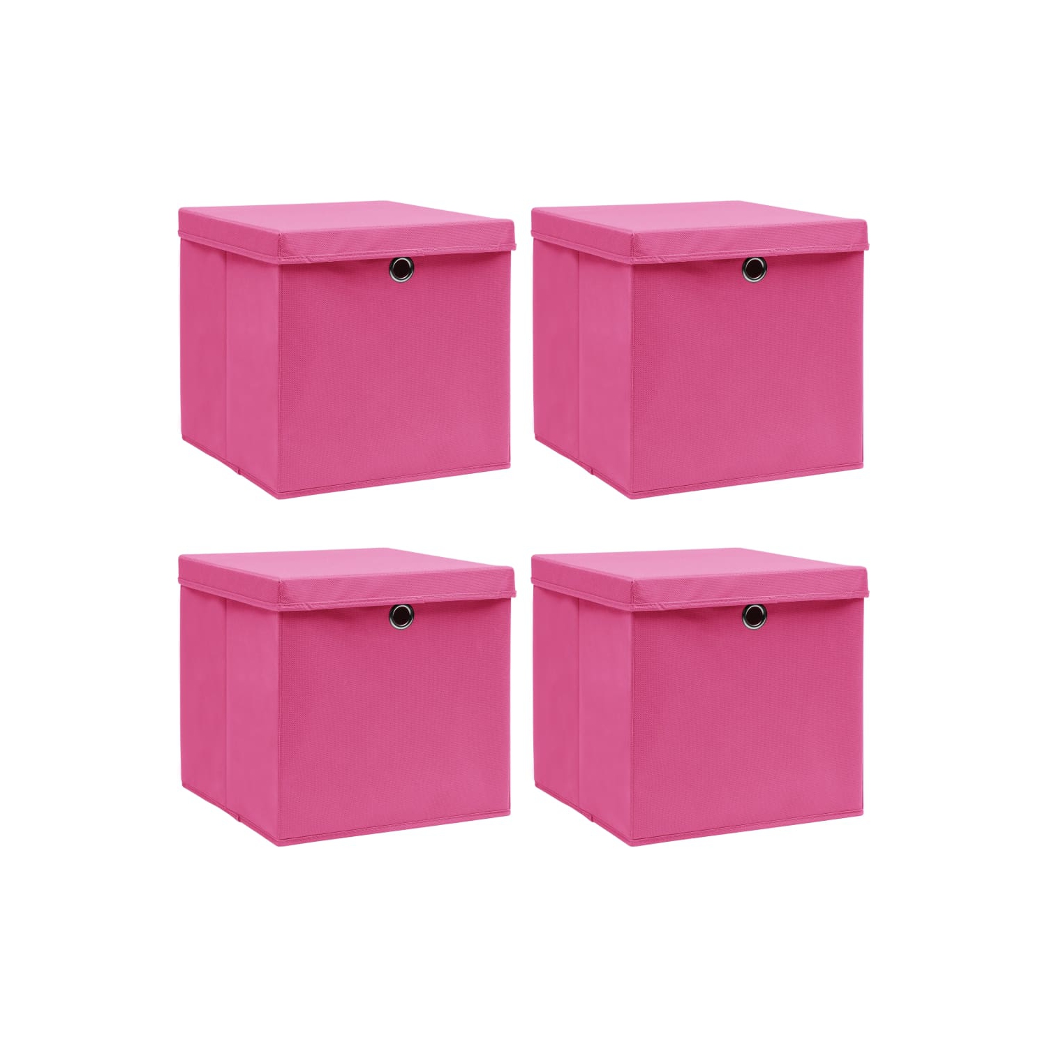 vidaXL Storage Boxes with Lids 4 pcs Pink 32x32x32 cm Fabric
