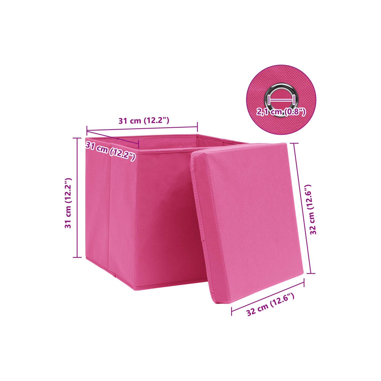 vidaXL Storage Boxes with Lids 4 pcs Pink 32x32x32 cm Fabric