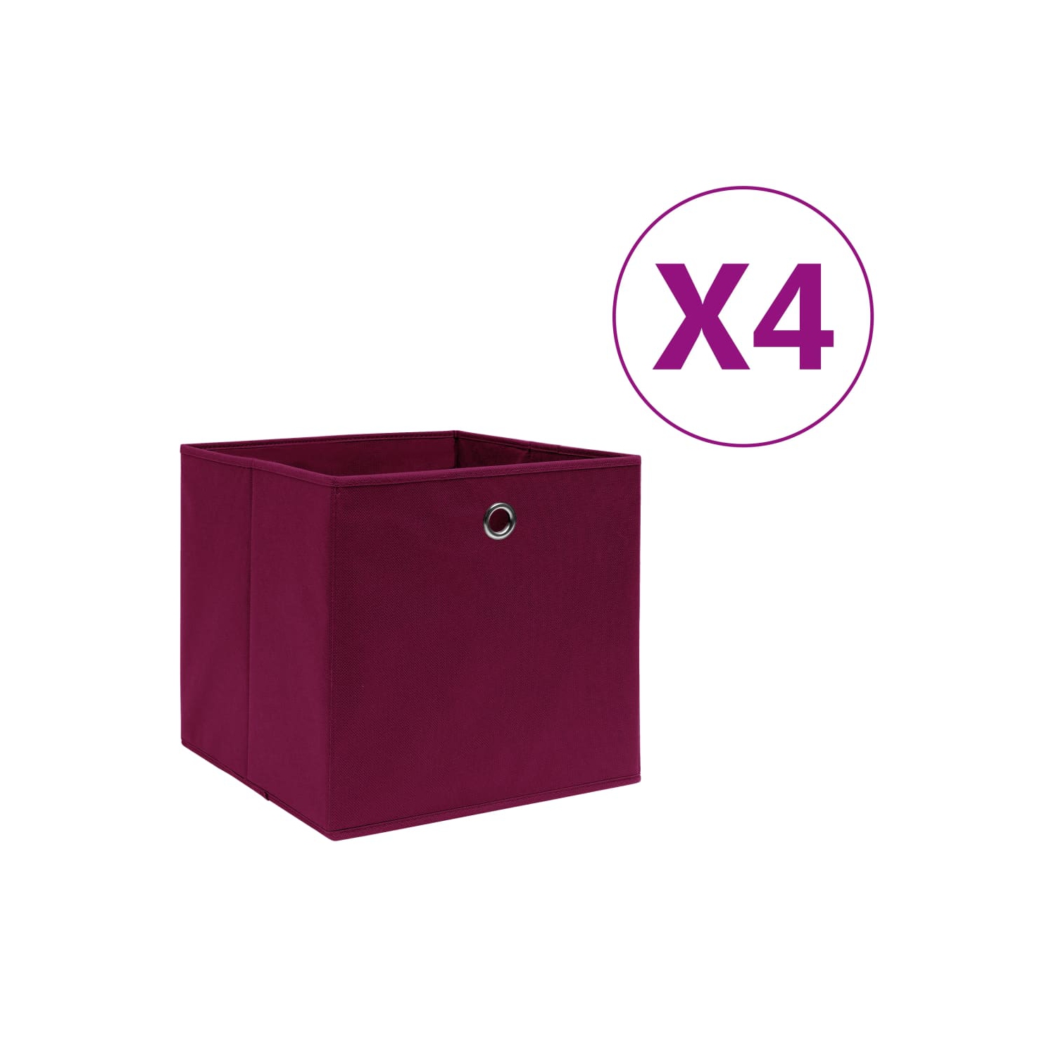 vidaXL Storage Boxes 4 pcs Non-woven Fabric 28x28x28 cm Dark Red