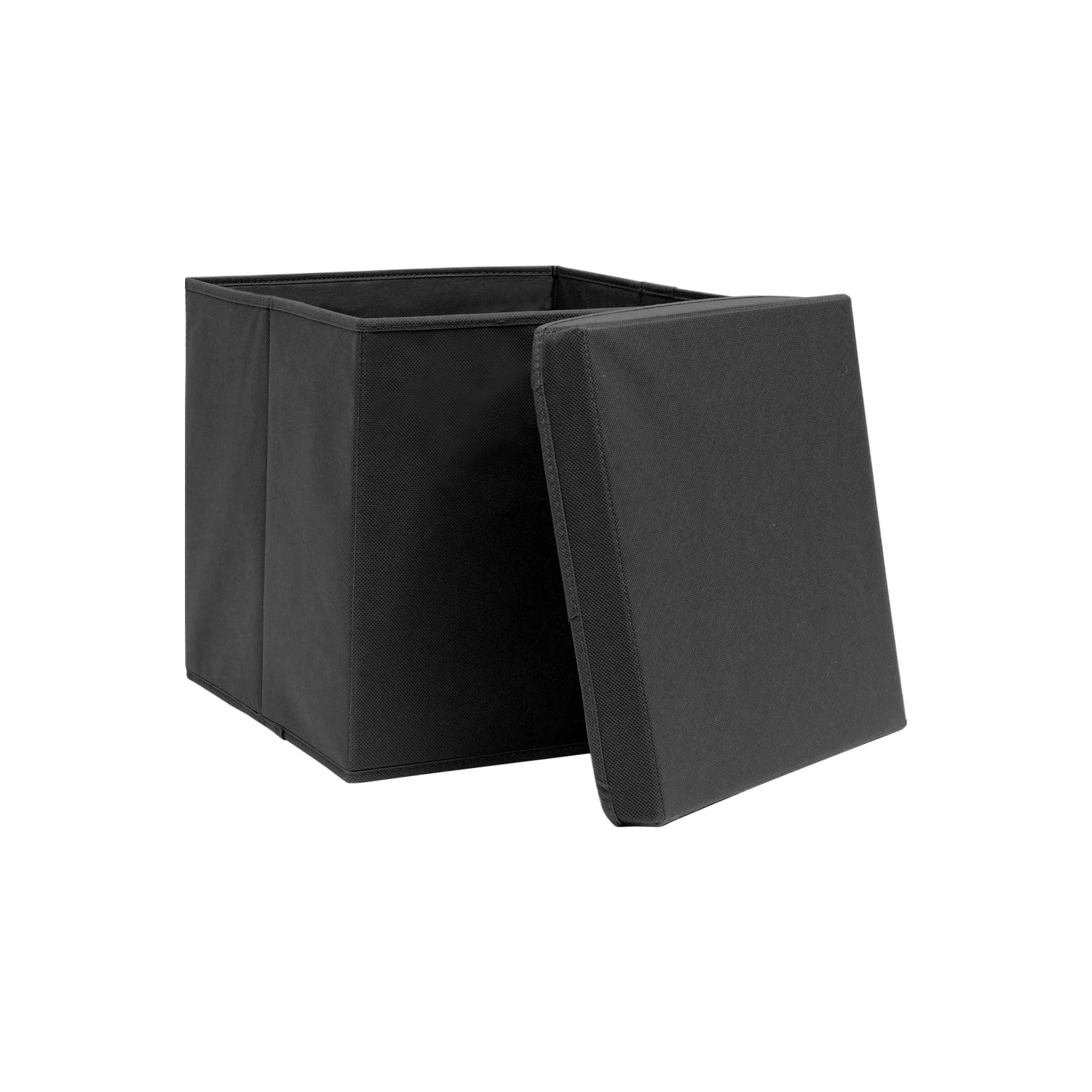 vidaXL Storage Boxes with Covers 10 pcs 28x28x28 cm Black
