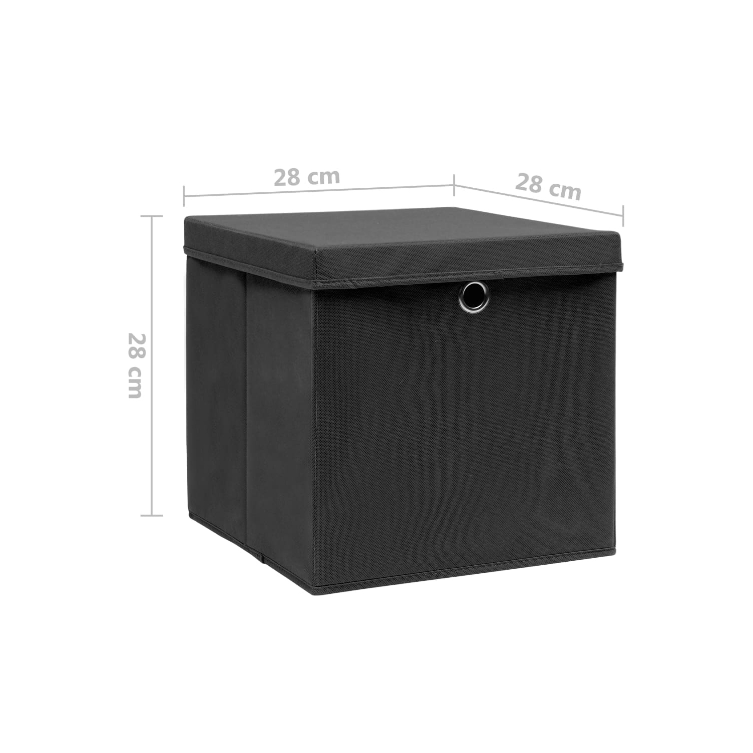 vidaXL Storage Boxes with Covers 10 pcs 28x28x28 cm Black