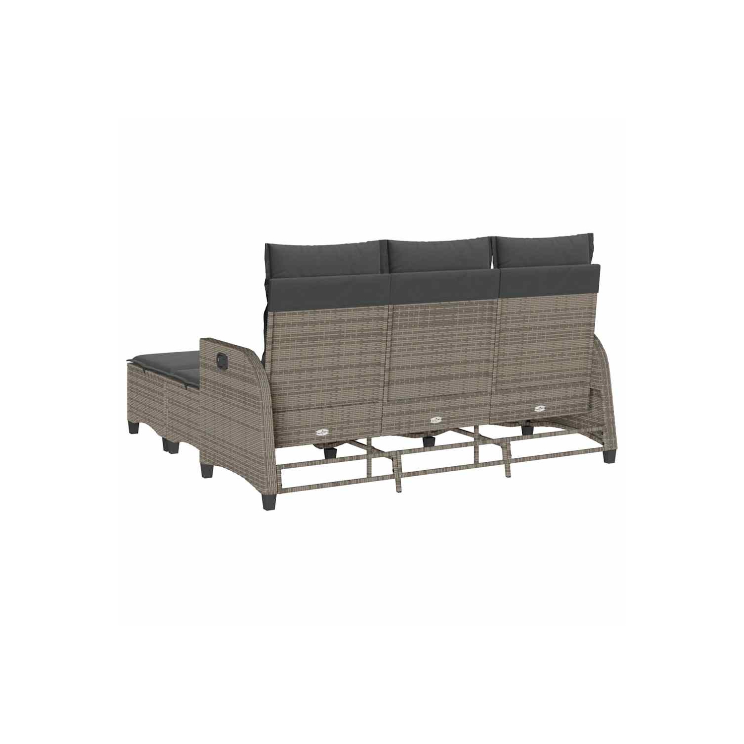 Ensemble de 3 pièces avec canapé de jardin et coussins en L gris et rotin de polyester vidaXL