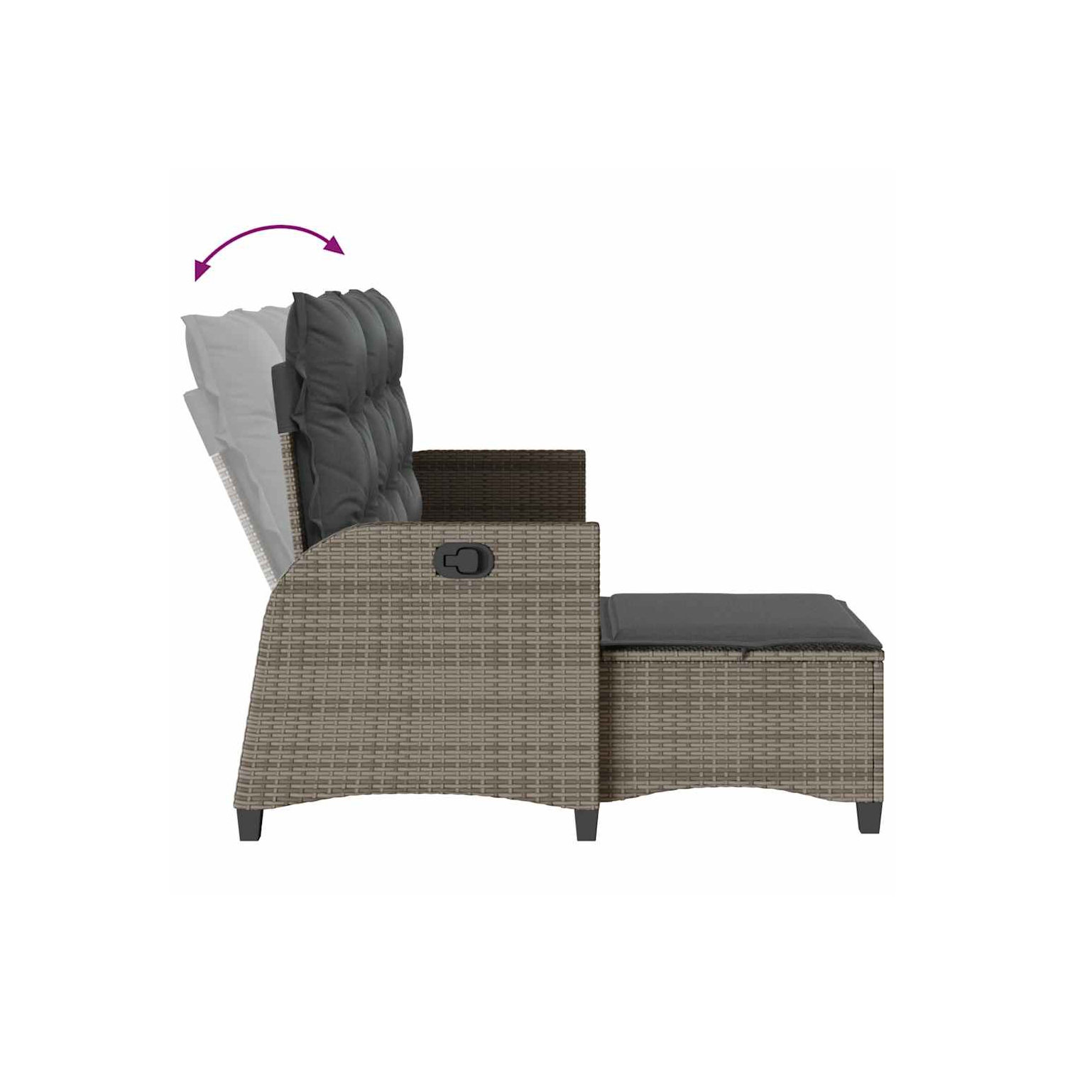 Ensemble de 3 pièces avec canapé de jardin et coussins en L gris et rotin de polyester vidaXL