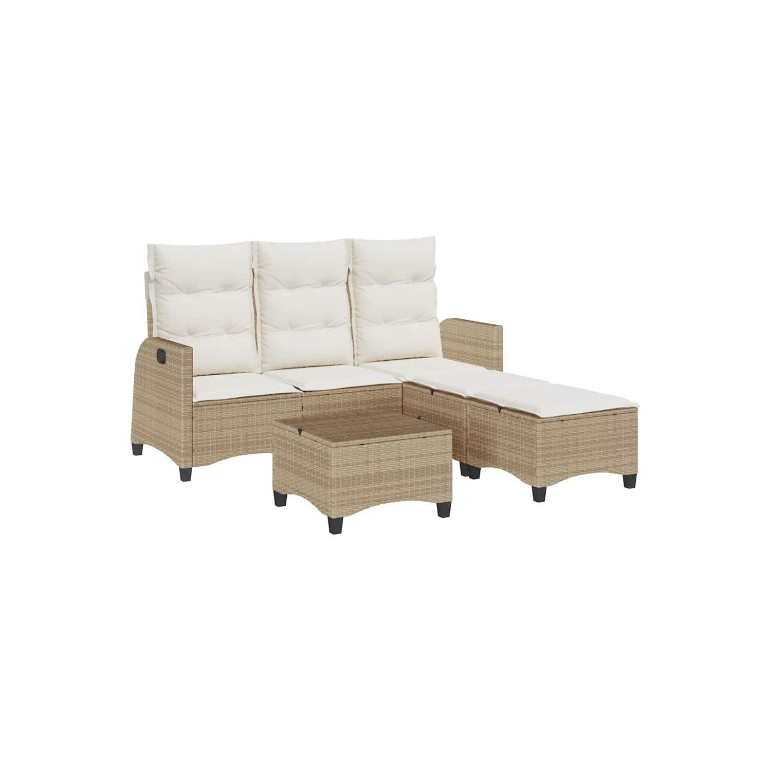 vidaXL 3 Piece Garden Sofa Set with Cushions L-shaped Beige Poly Rattan