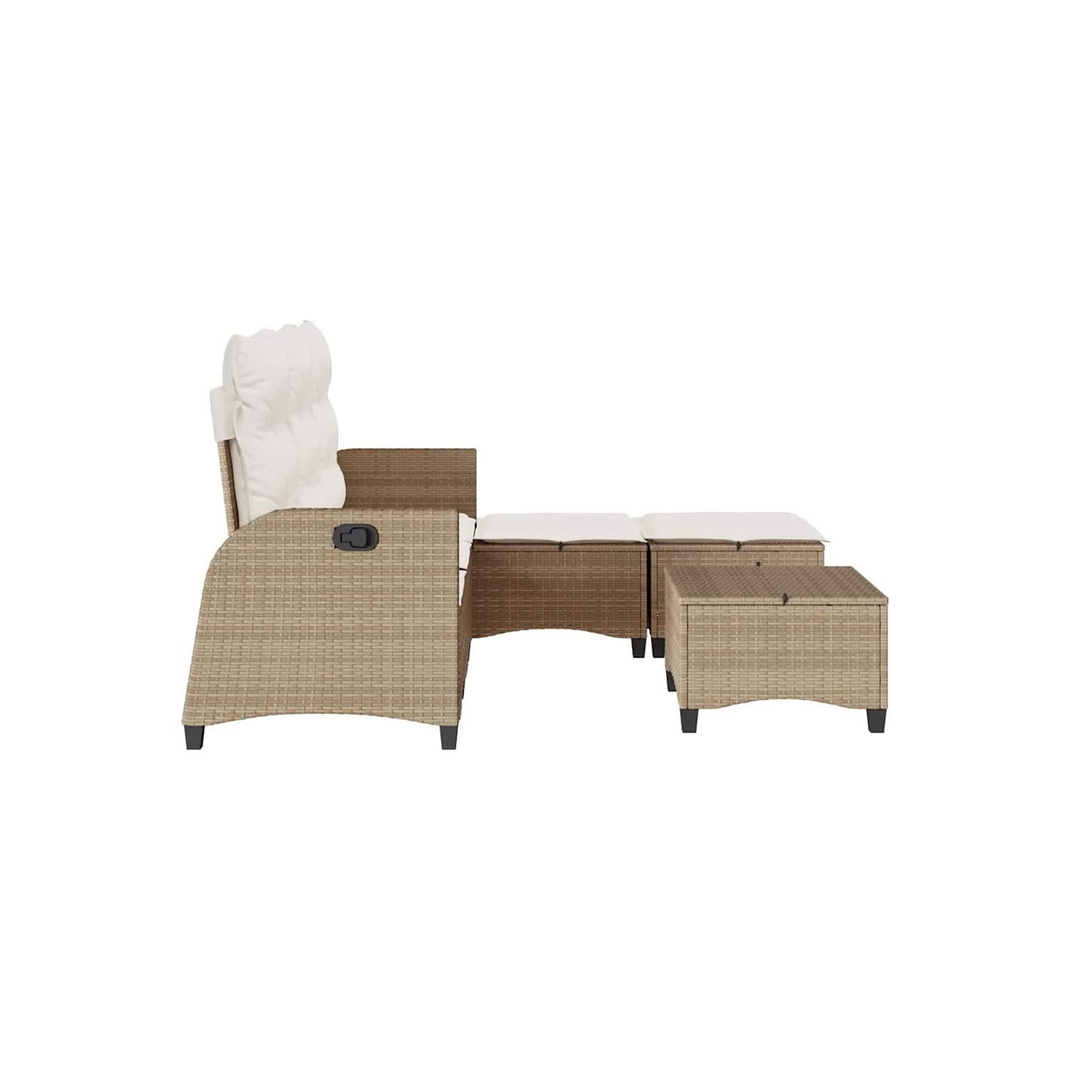 vidaXL 3 Piece Garden Sofa Set with Cushions L-shaped Beige Poly Rattan