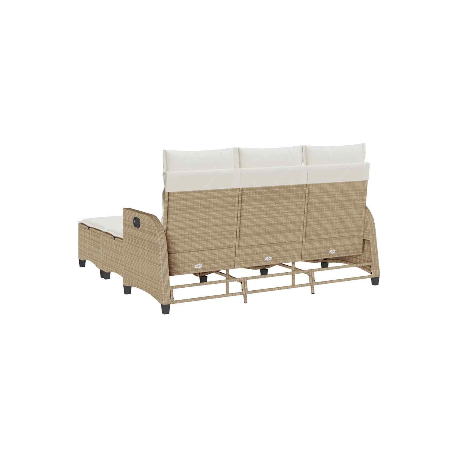 vidaXL 3 Piece Garden Sofa Set with Cushions L-shaped Beige Poly Rattan