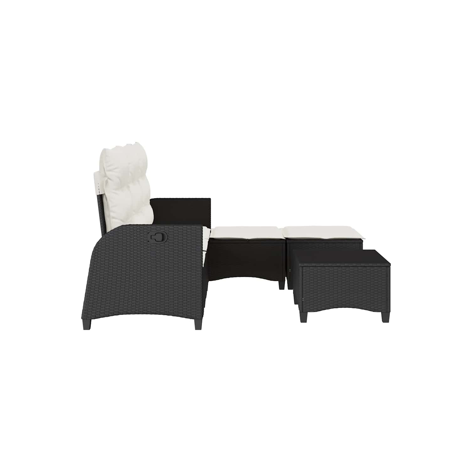 Ensemble de 3 pièces avec canapé de jardin et coussins en L en poly rotin noir VidaXL